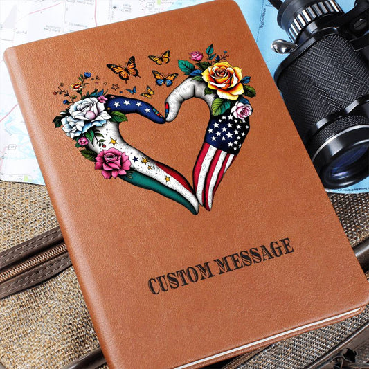 Heart USA MEXICO Gift Journal Gift Unique Graphic Vegan Leather Journal - Personalized Gift
