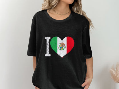 I Love Mexico Flag Heart Design T-shirt product type
