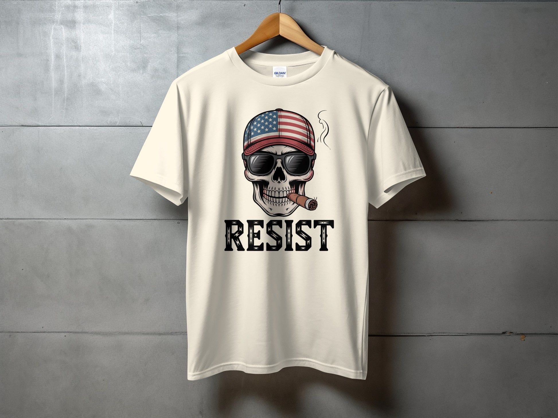 Patriotic Skull with Sunglasses Resist T-shirt product