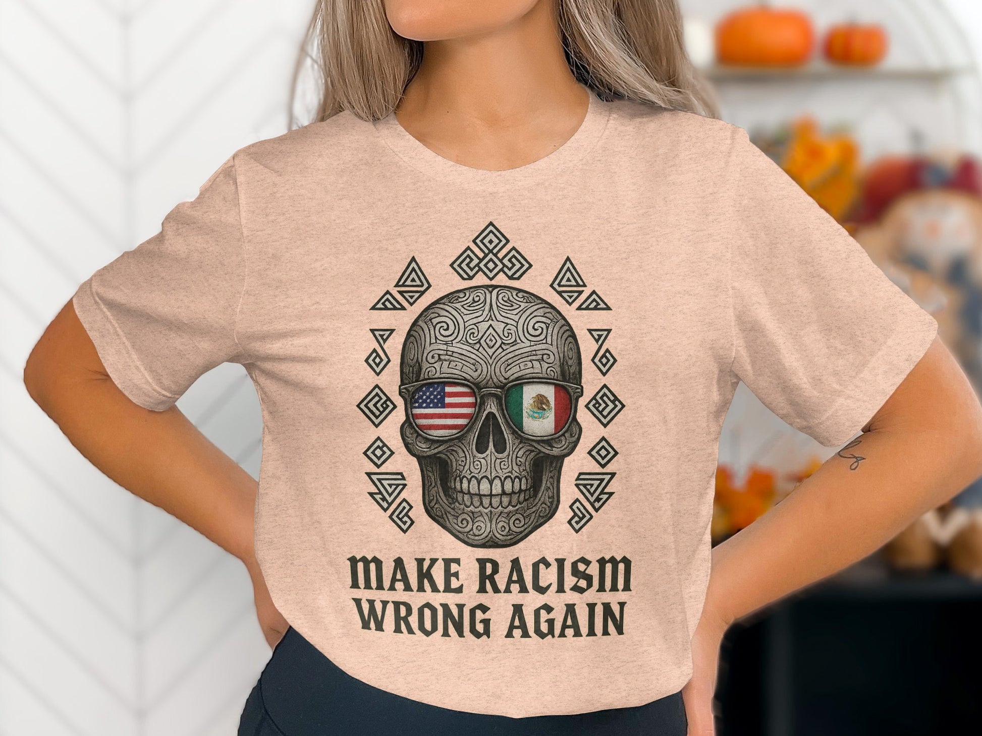 Make Racism Wrong Again Skull Design T-Shirt