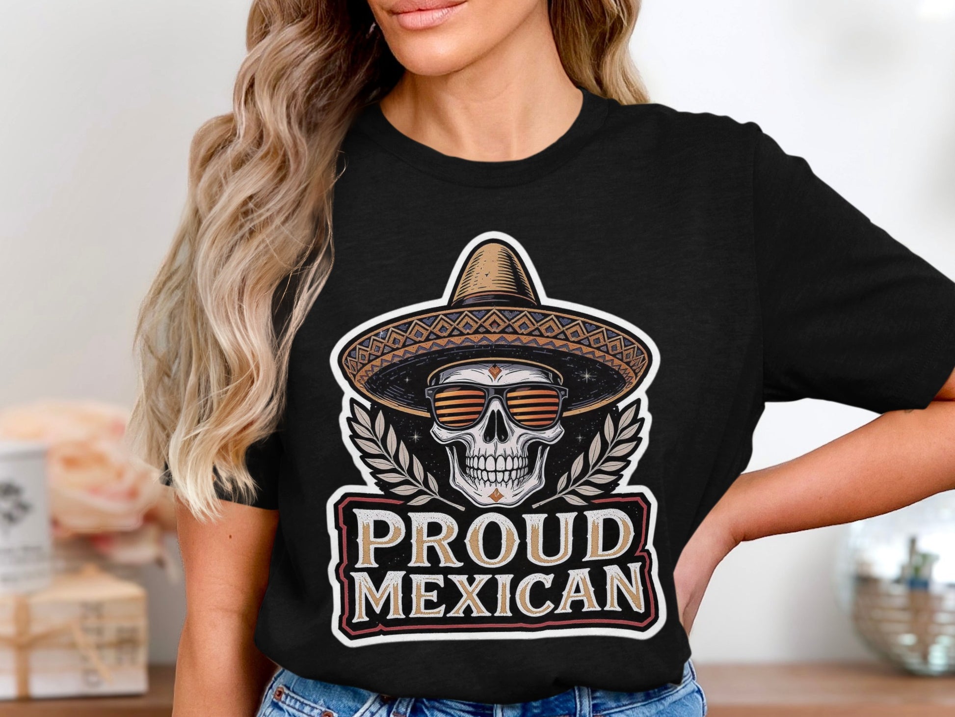 Proud Mexican Skull Graphic Tee shirt product type