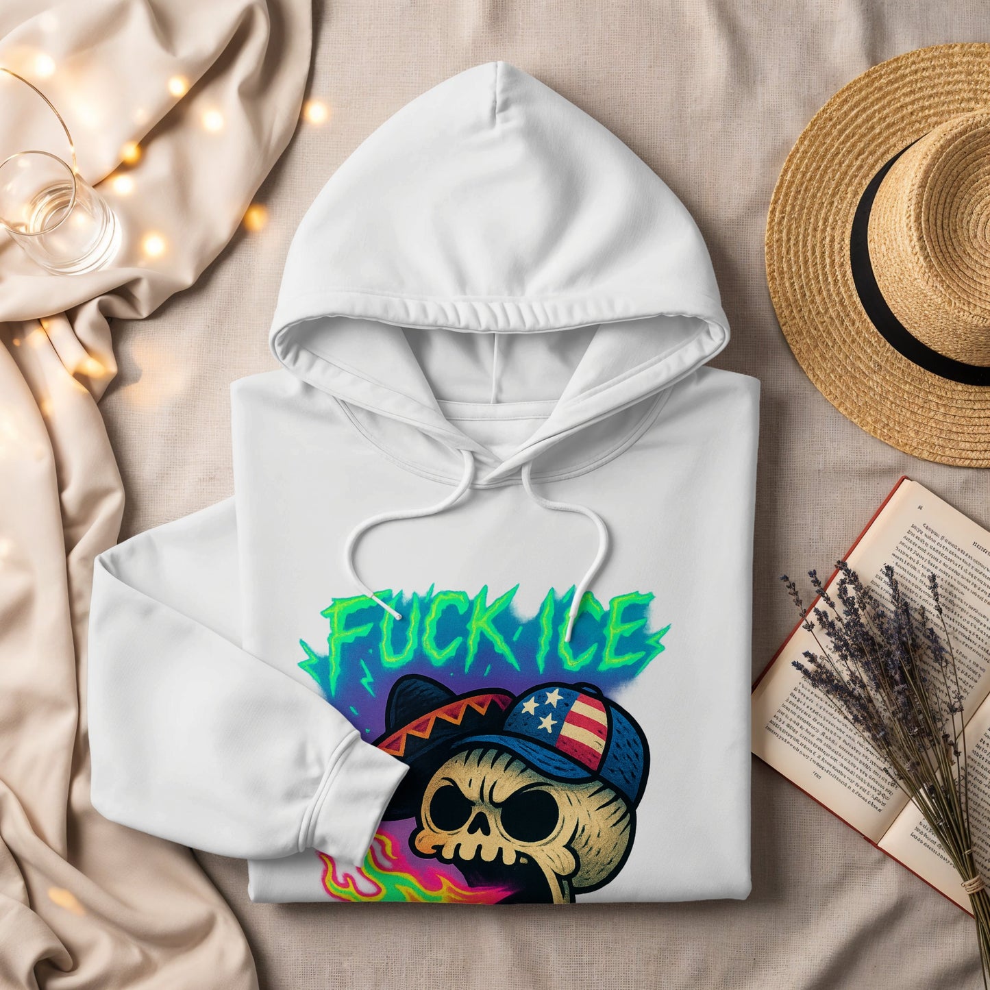 F*ck ICE Skull with American Hat Hoodie product