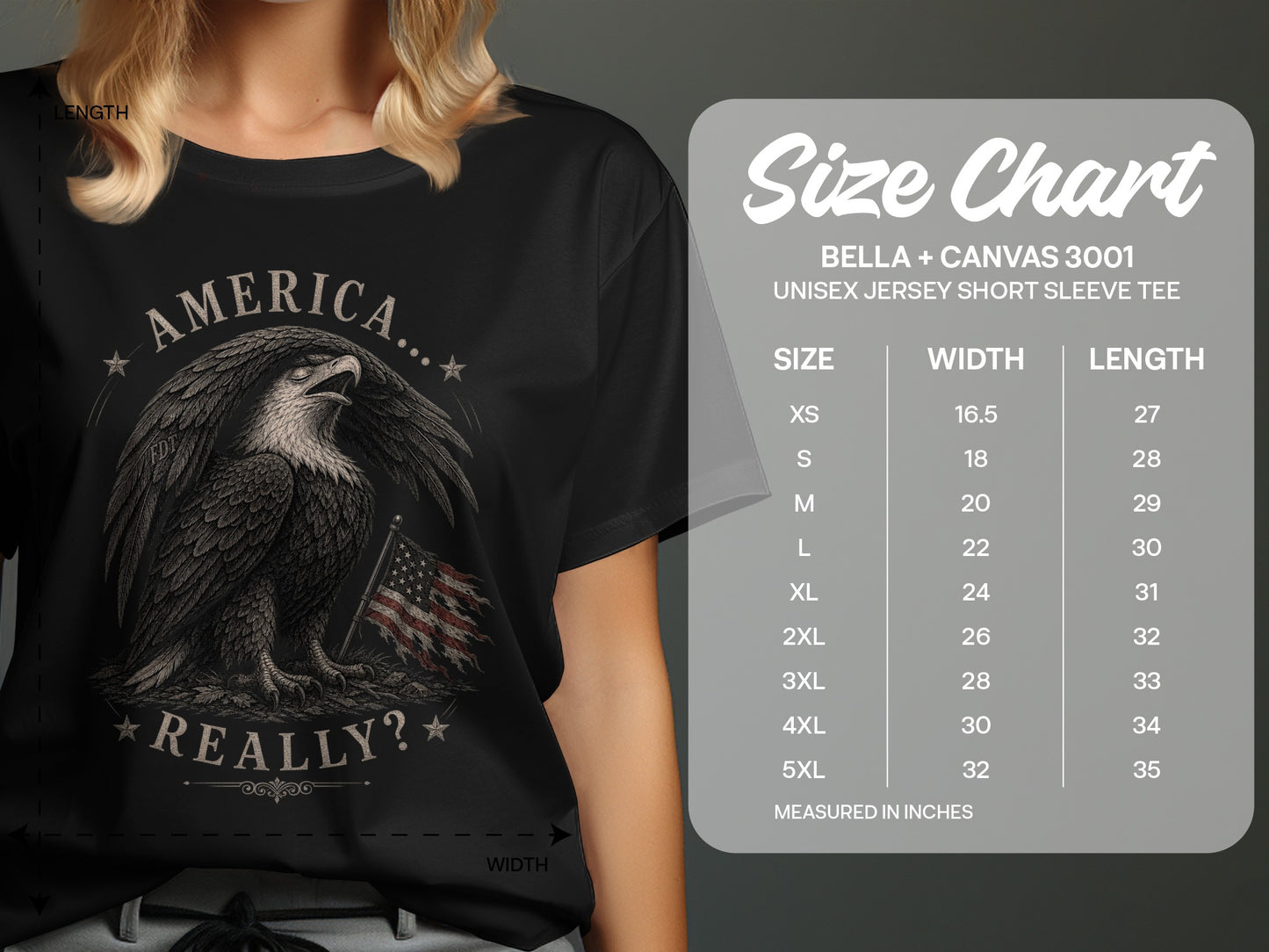 T-shirt featuring an eagle and American flag with "America... Really?" text.