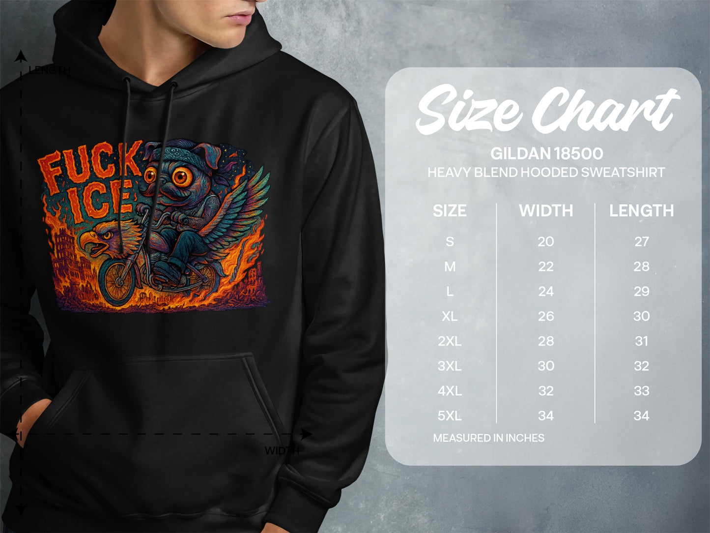 Flaming Motorcycle Graphic Gildan 18500 Hoodie product