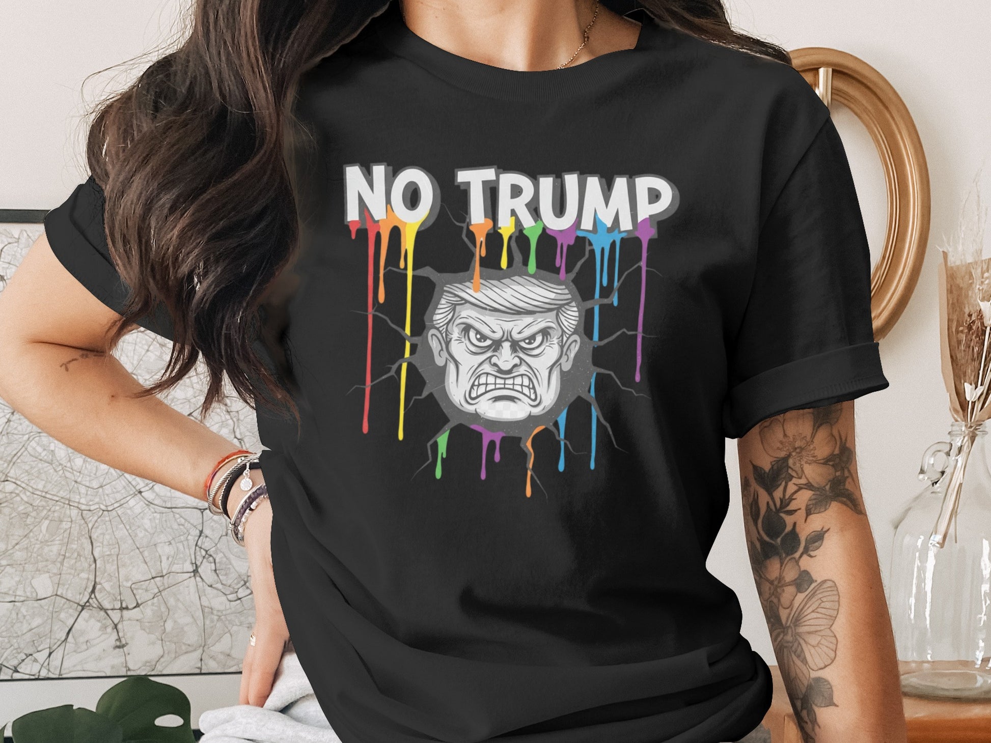 No Trump Dripping Colors Angry Face T Shirt product type