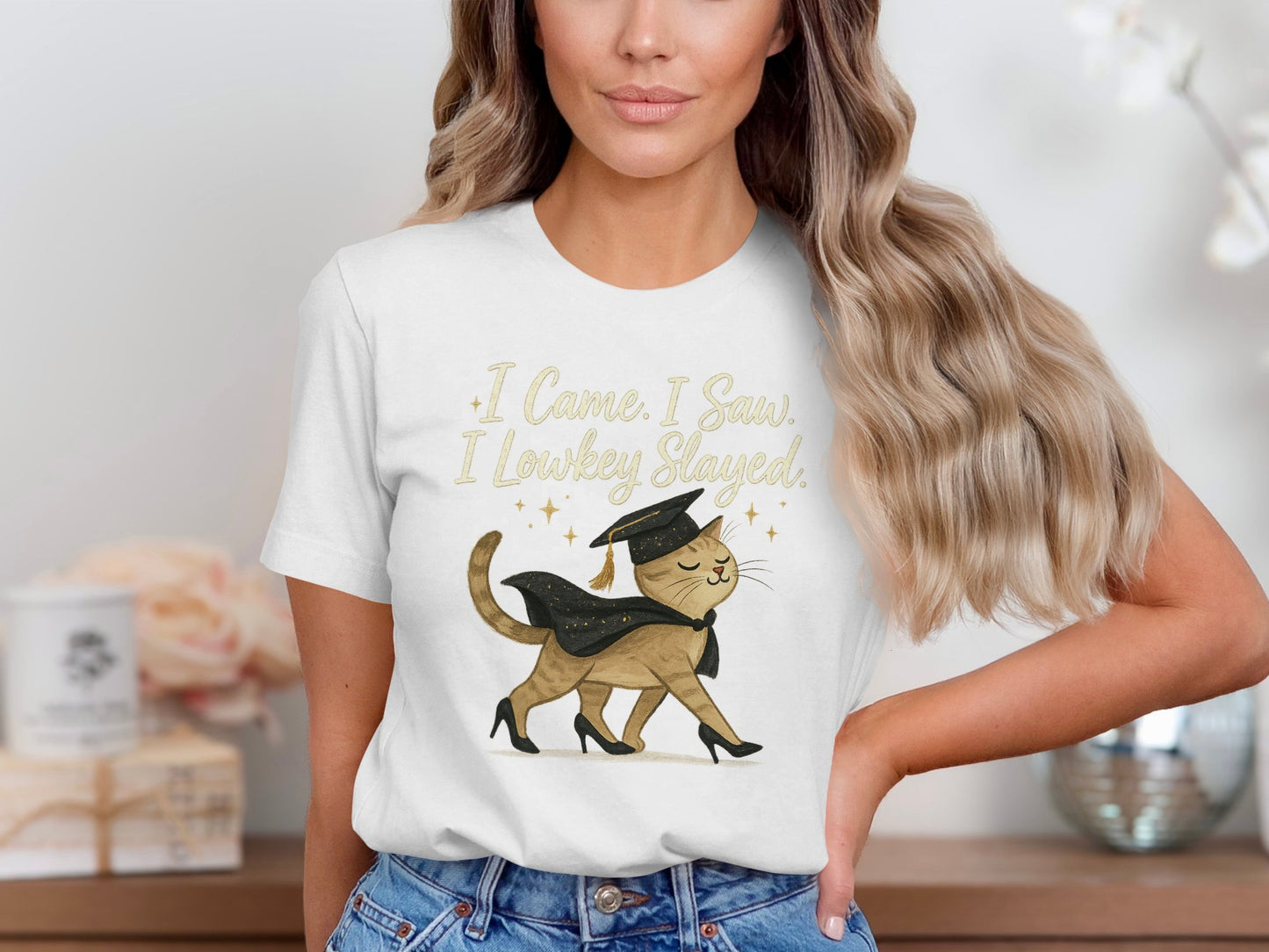 I Came I Saw I Lowkey Slayed Cat Themed Shirt product type