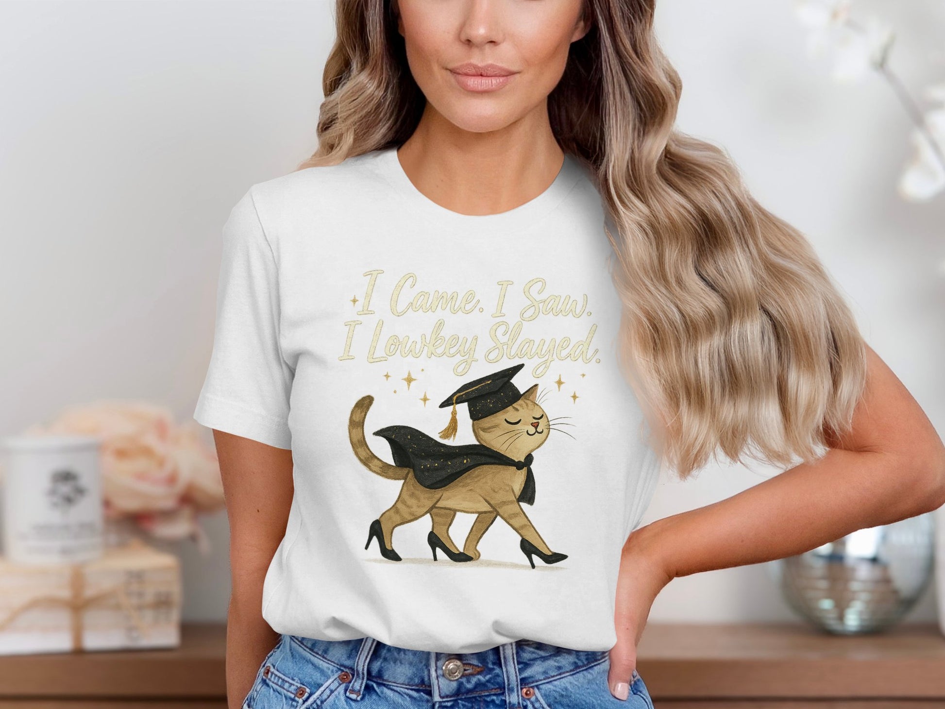 I Came I Saw I Lowkey Slayed Cat Themed Shirt product type