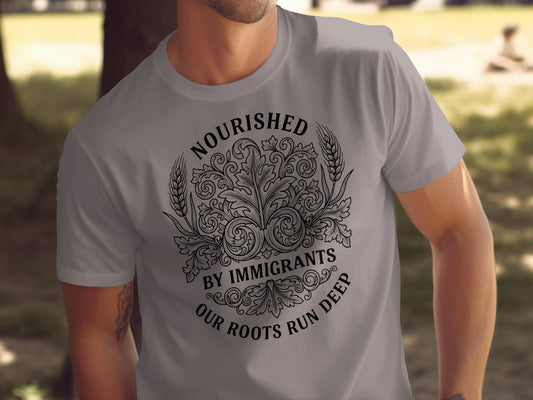 Nourished by Immigrants Our Roots Run Deep T-shirt