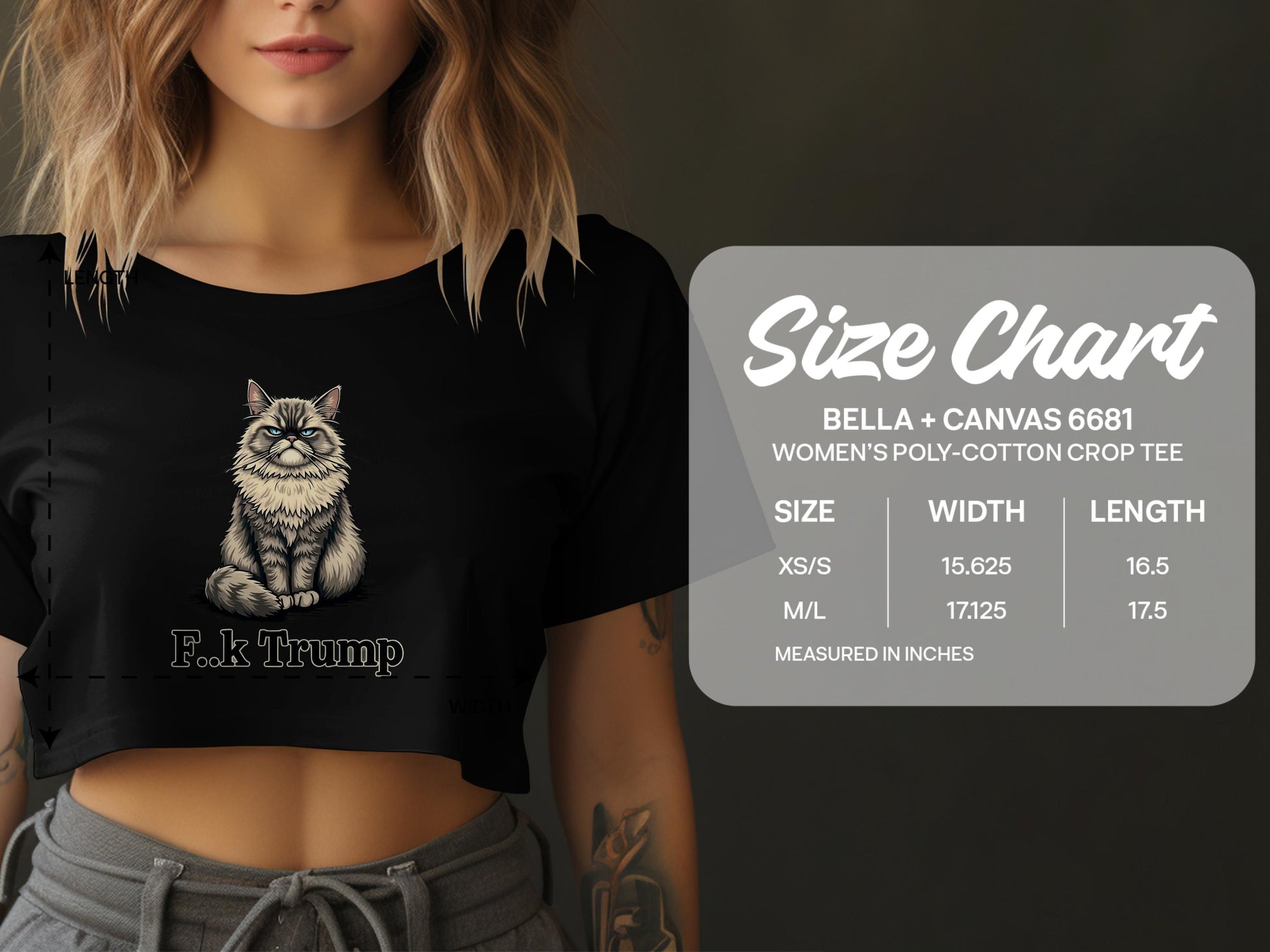 Funny Cat F*ck Trump Women's Crop Tee product type