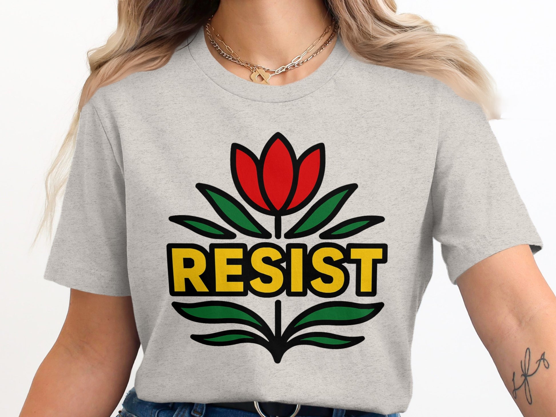 Resist Flower Design Printed Short Sleeve Shirt product