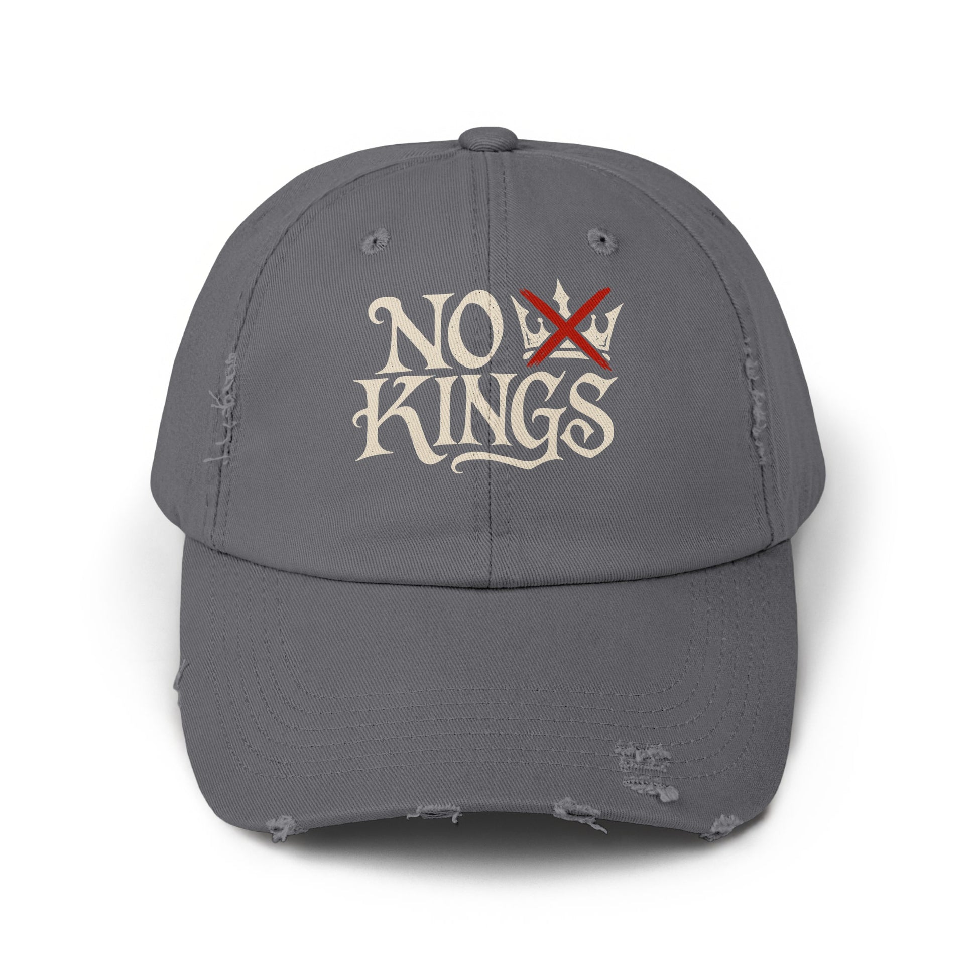 No Kings Distressed Grey Dad Hat product