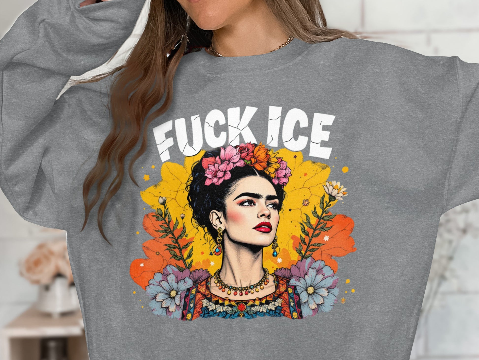 Frida Kahlo Floral Graphic Statement Sweatshirt