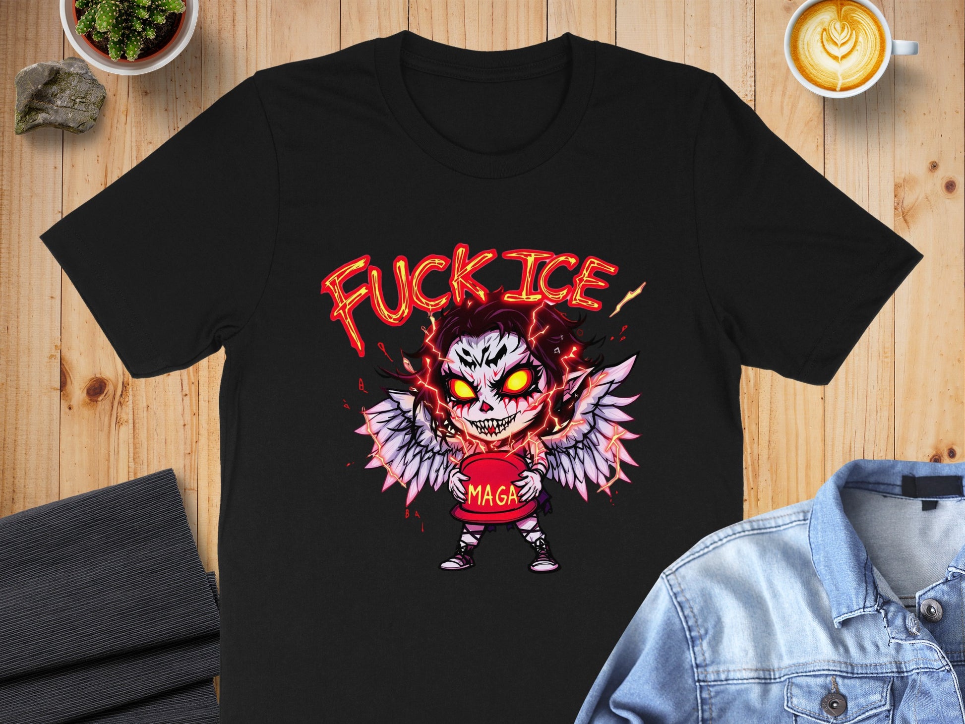 Spooky Character MAGA Shirt with Fiery Details product type