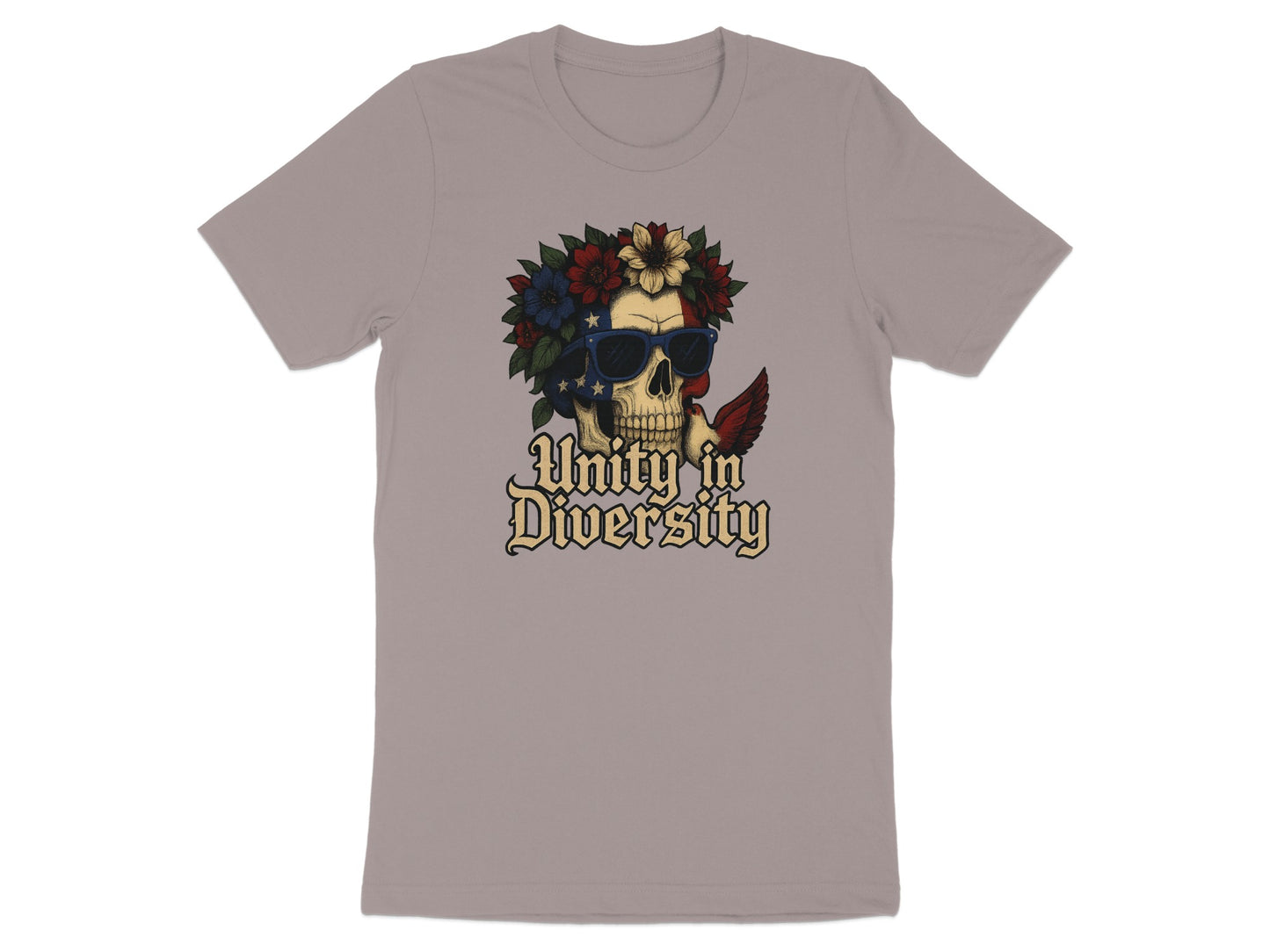 Skull with Flowers and Sunglasses Unity in Diversity Shirt
