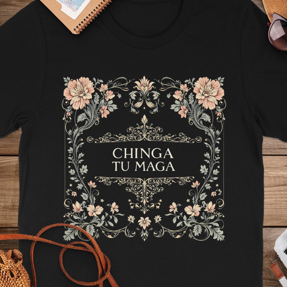 Chinga Tu Maga Floral Print Graphic Shirt