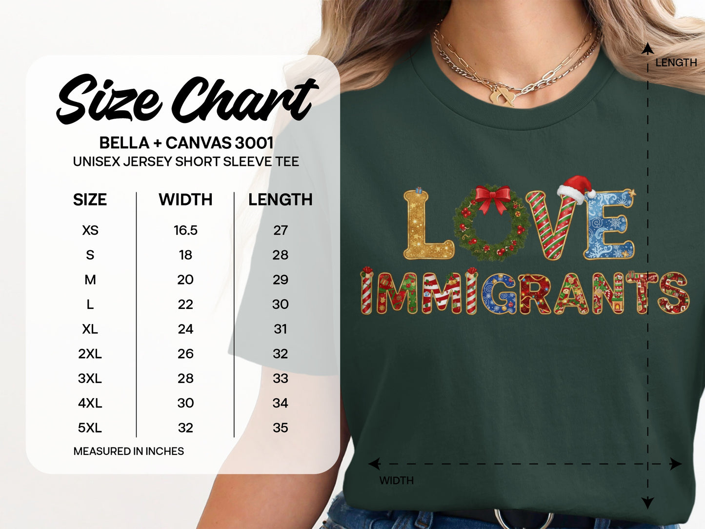 Love Immigrants Christmas Style Unisex Tee Shirt