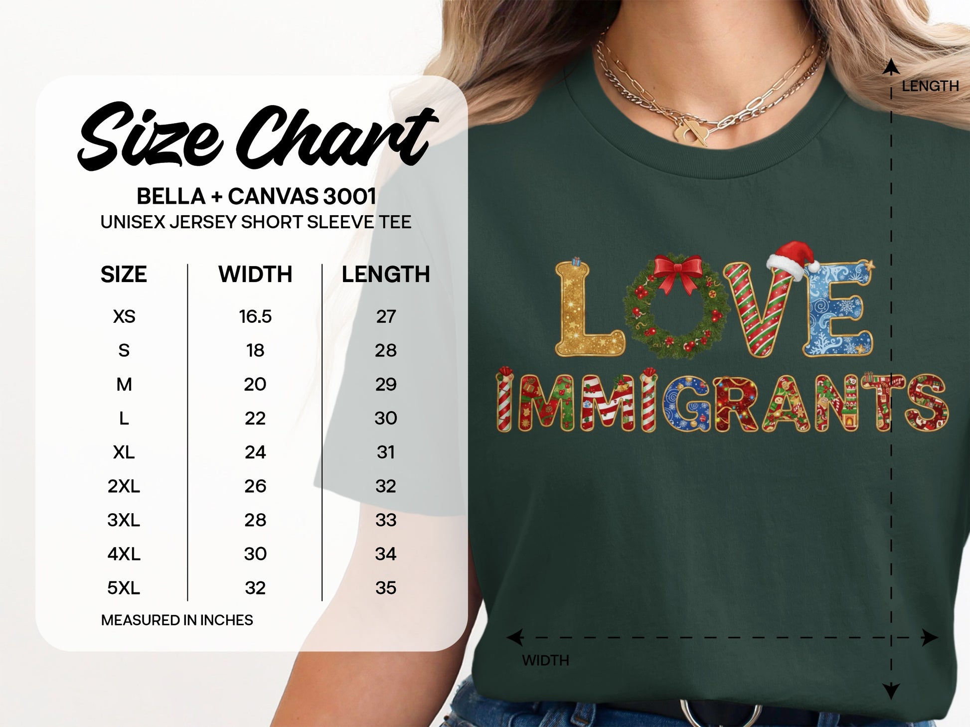 Love Immigrants Christmas Style Unisex Tee Shirt