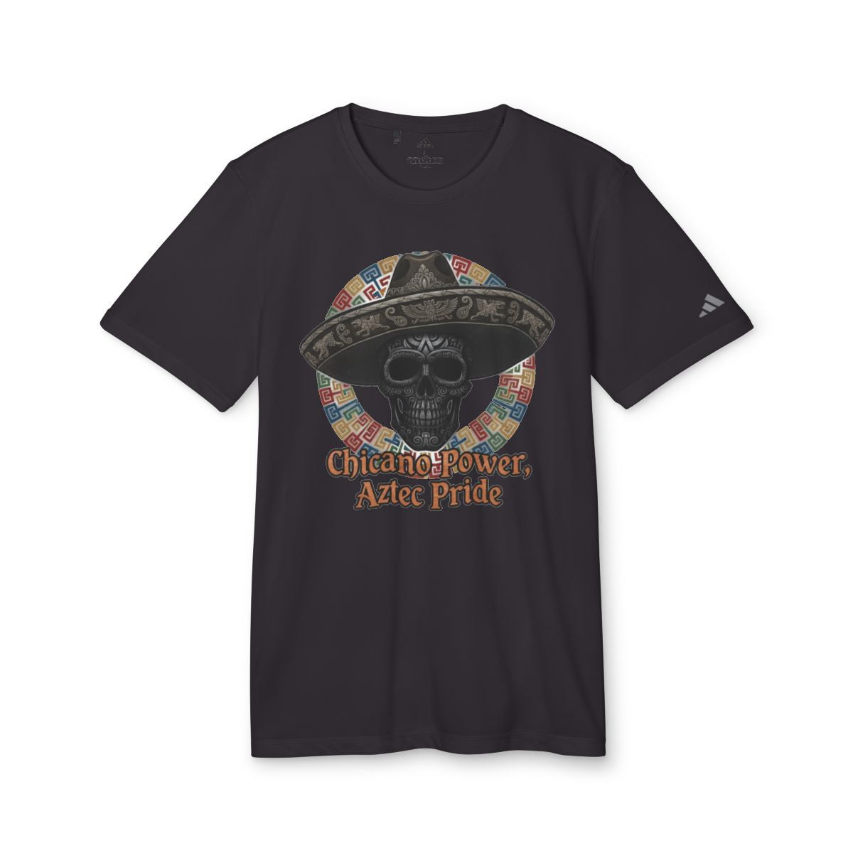 Chicano Power Aztec Pride Skull Hat Graphic Tee