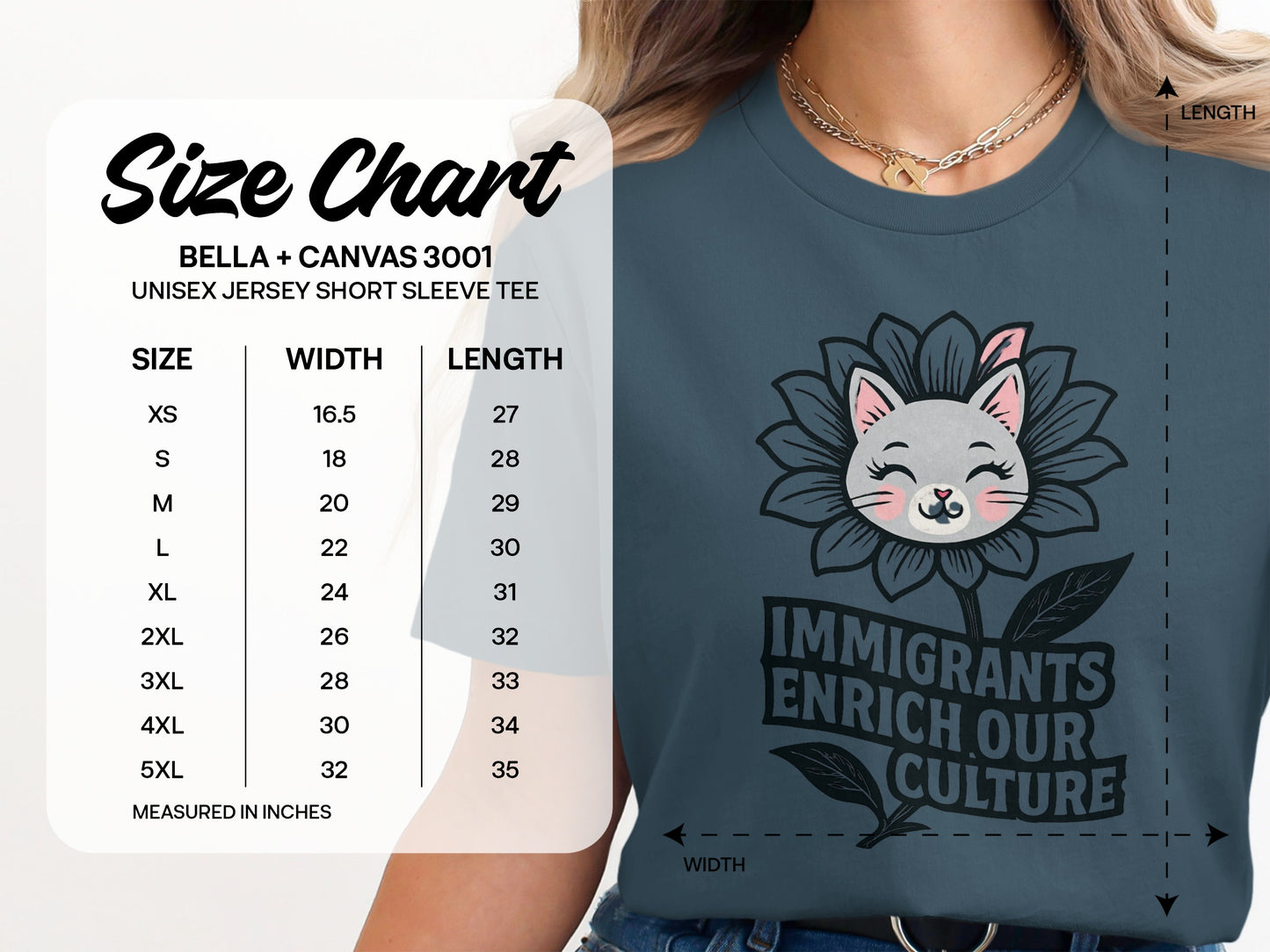 Immigrants Enrich Our Culture Cat Flower Tee