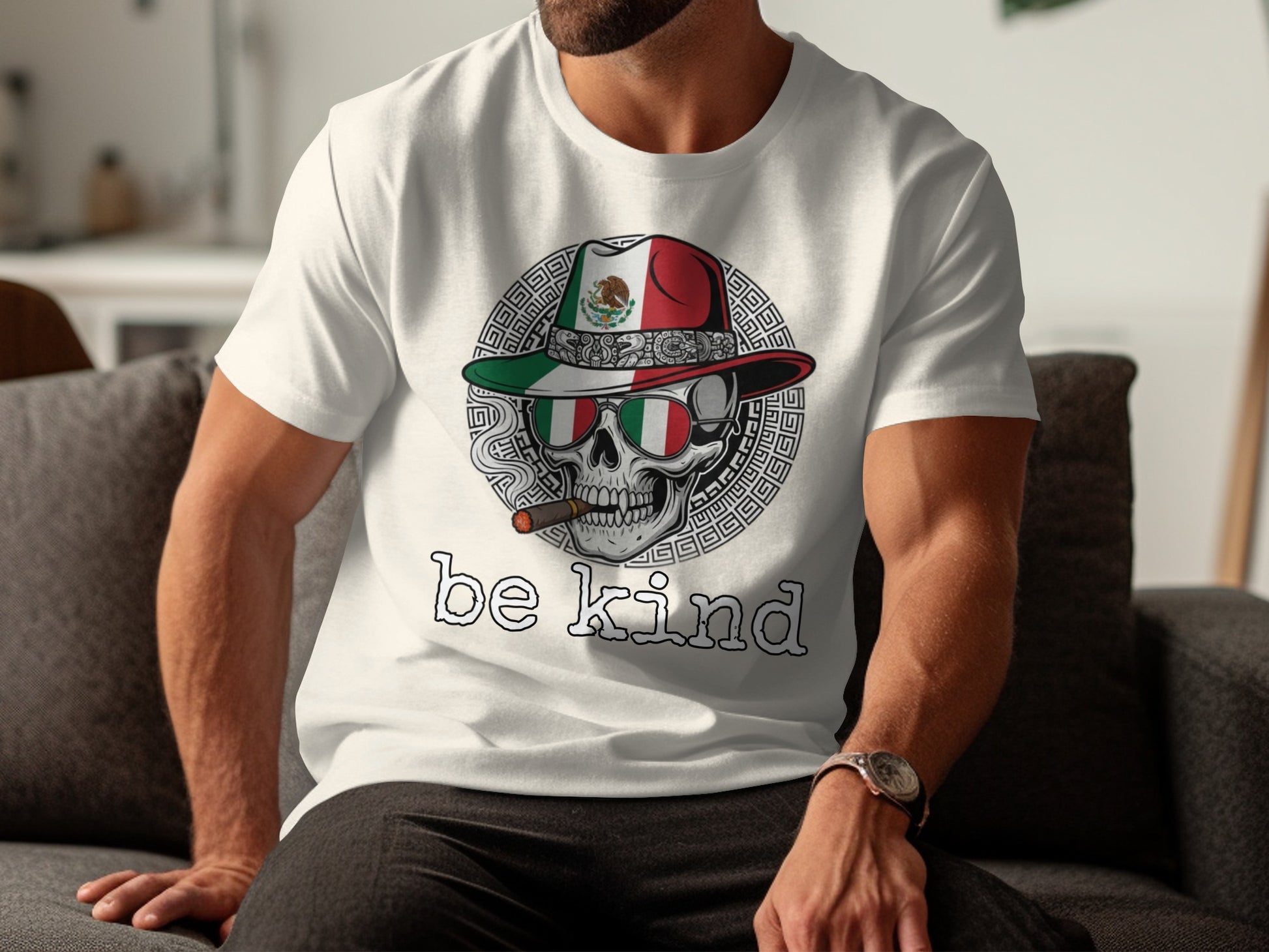 Be Kind Skull with Mexican Hat T-Shirt