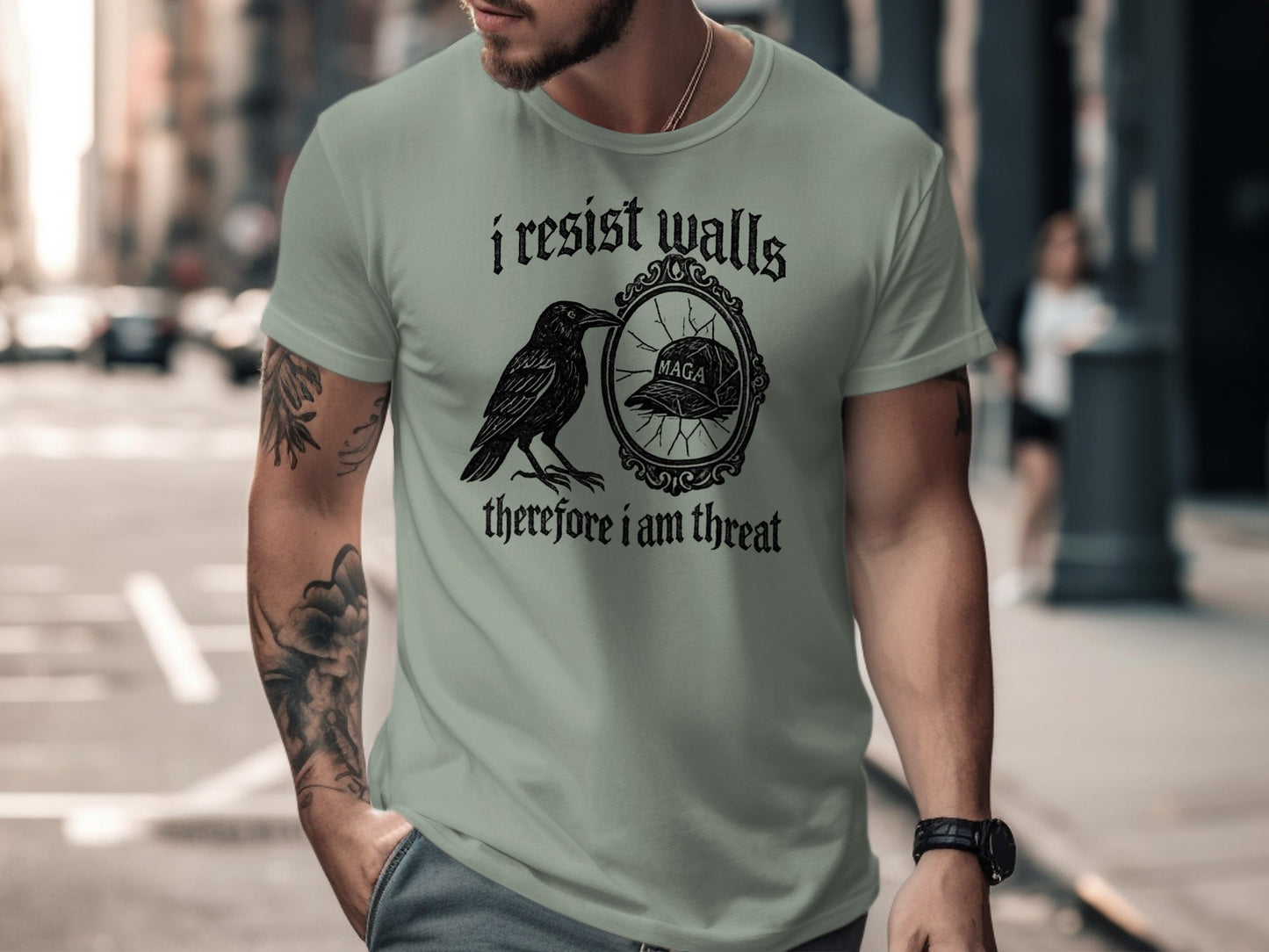 I Resist Walls Therefore I Am Threat T-Shirt
