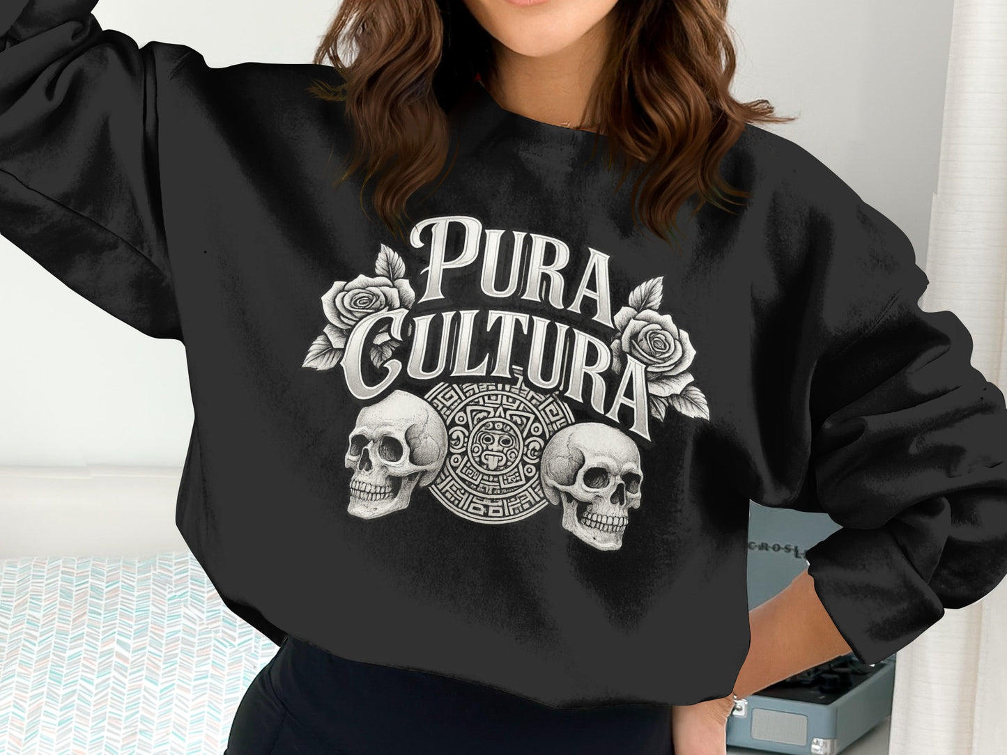 Pura Cultura Graphic Skull and Roses Design Sweatshirt Product