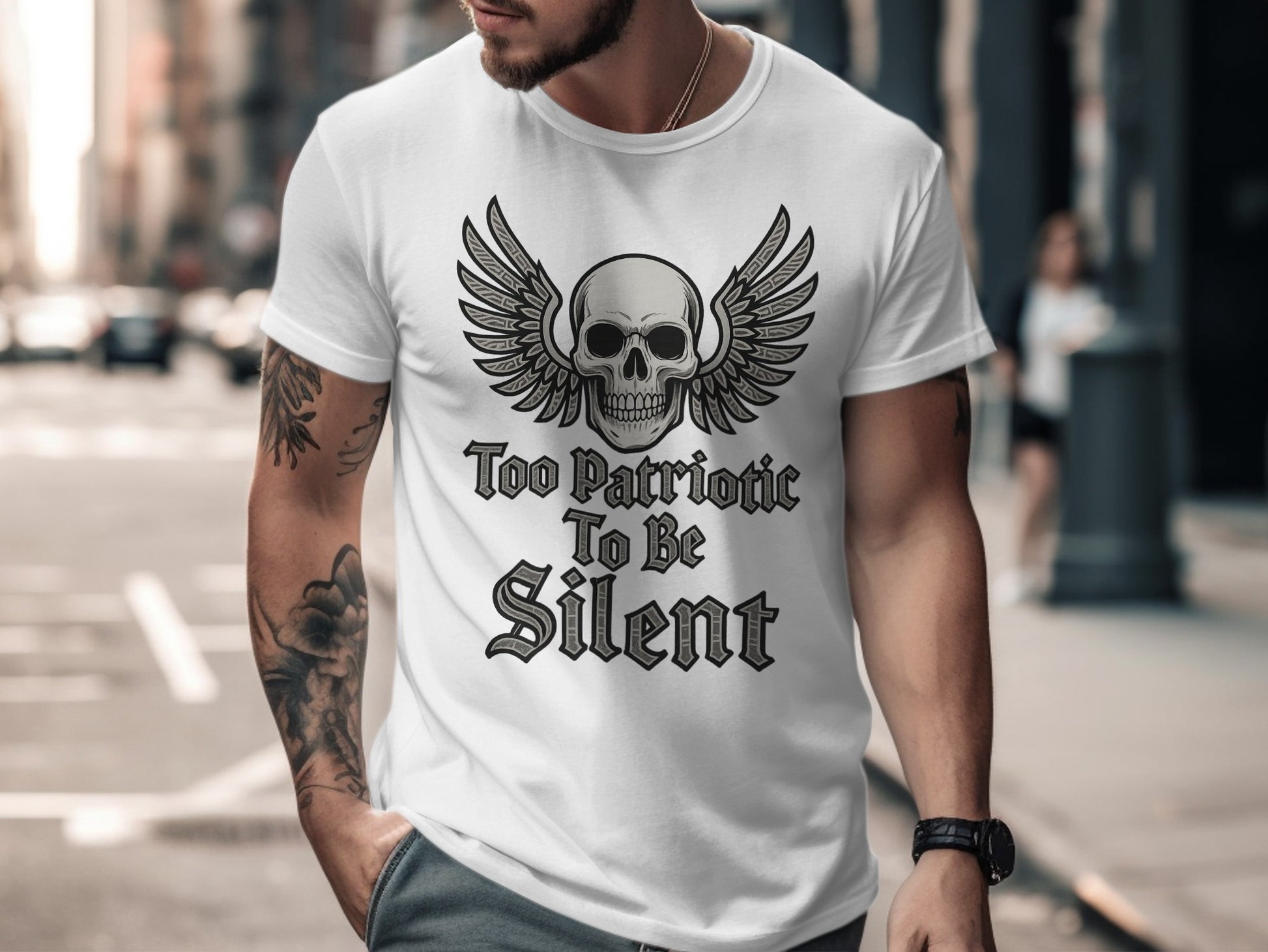 Too Patriotic To Be Silent Skull Graphic Shirt