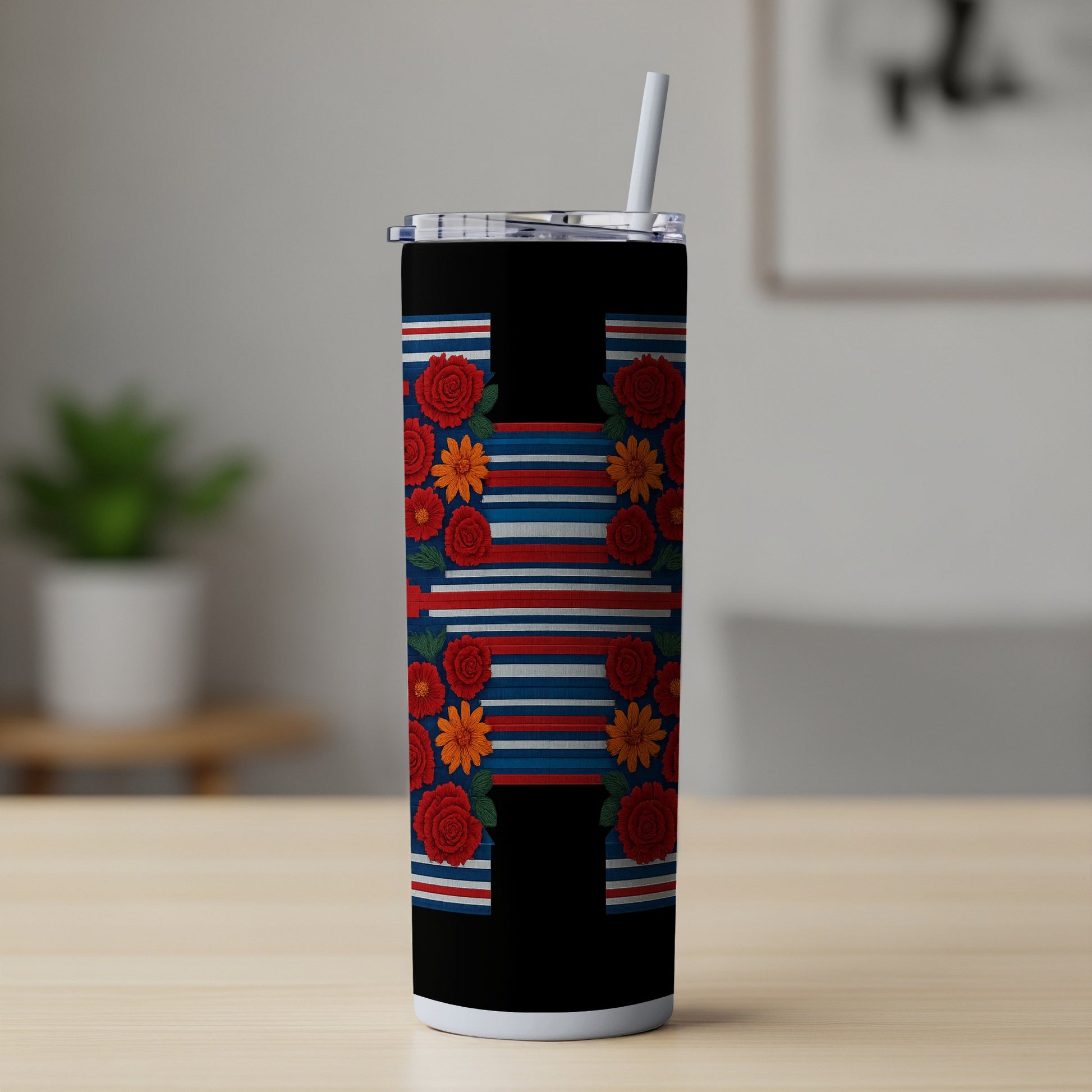 Floral and Striped Designer Tumbler product