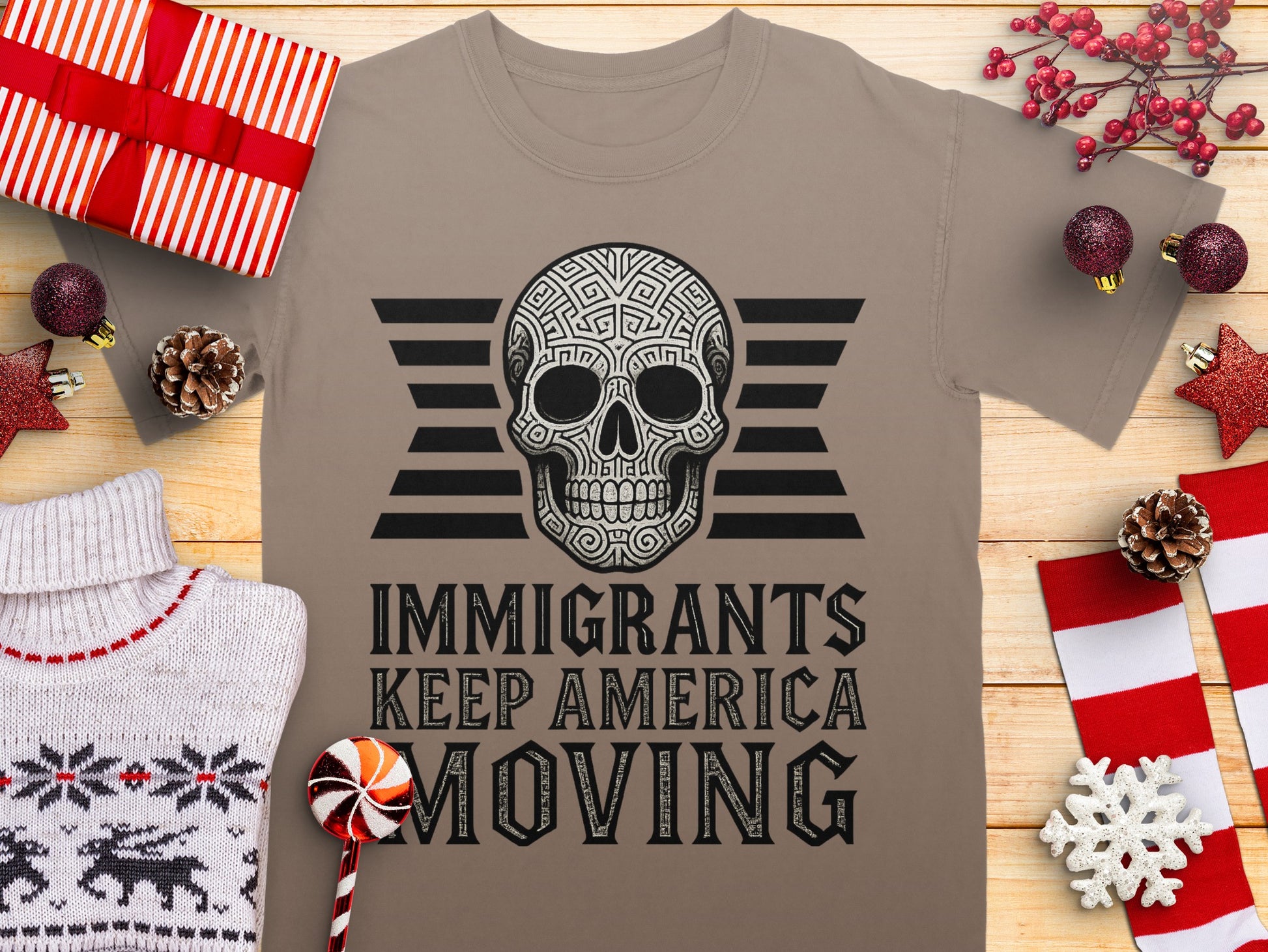 Immigrants Keep America Moving Skull Art Shirt