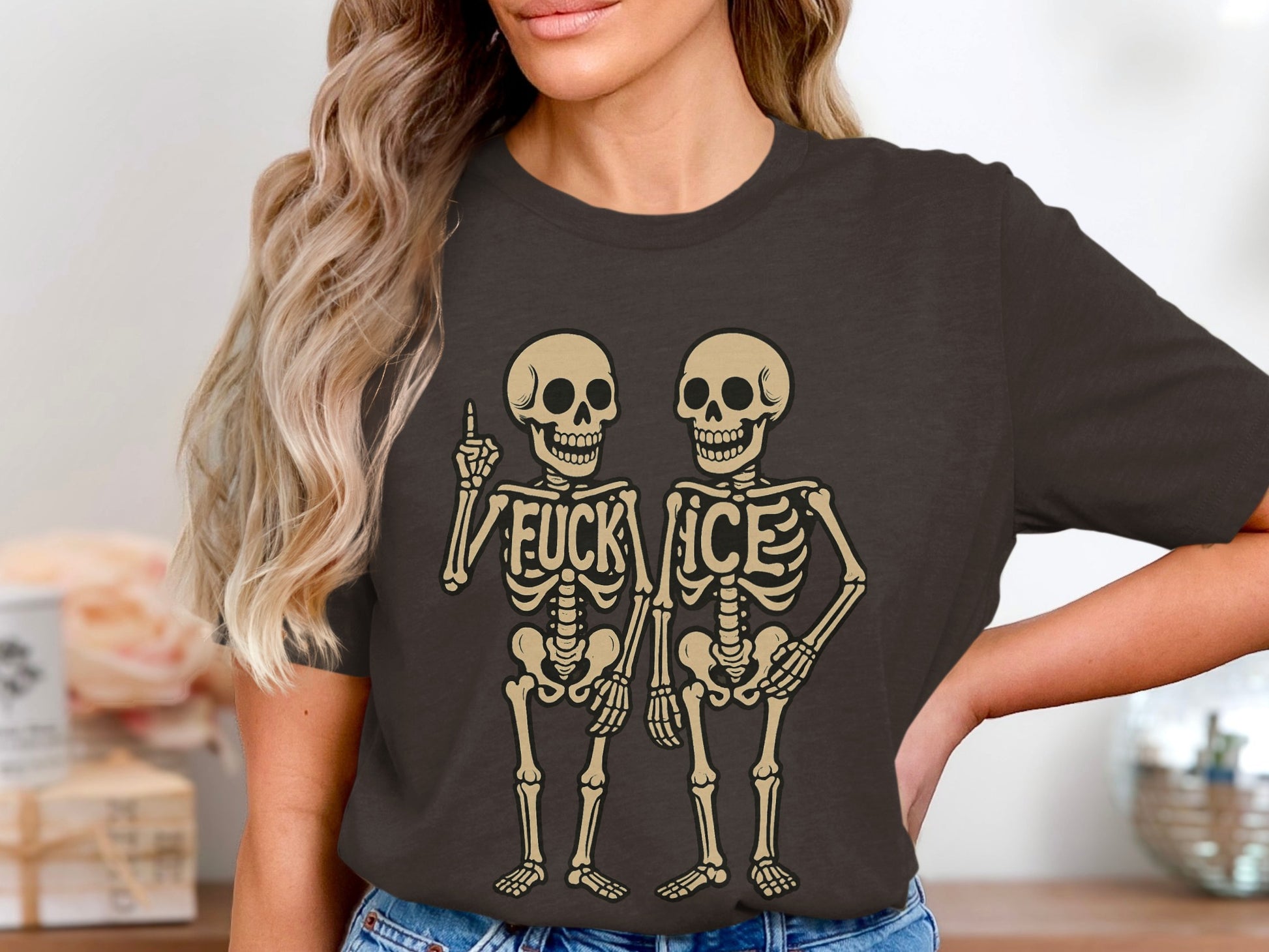 Vintage Skeleton Graphic Print Dark T-Shirt product