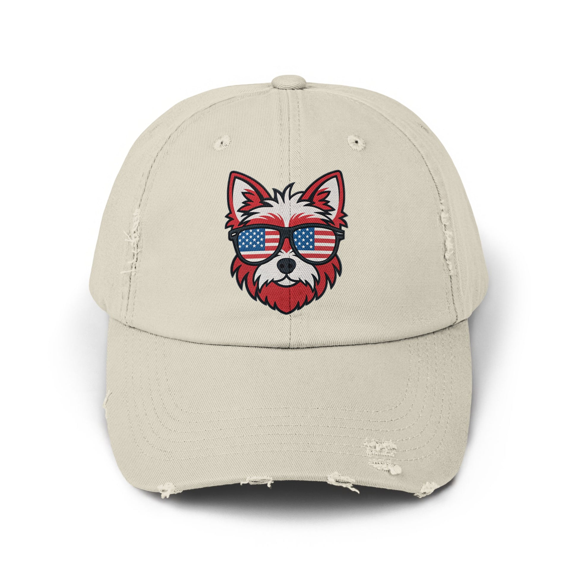 Distressed Baseball Cap with American Flag Dog product