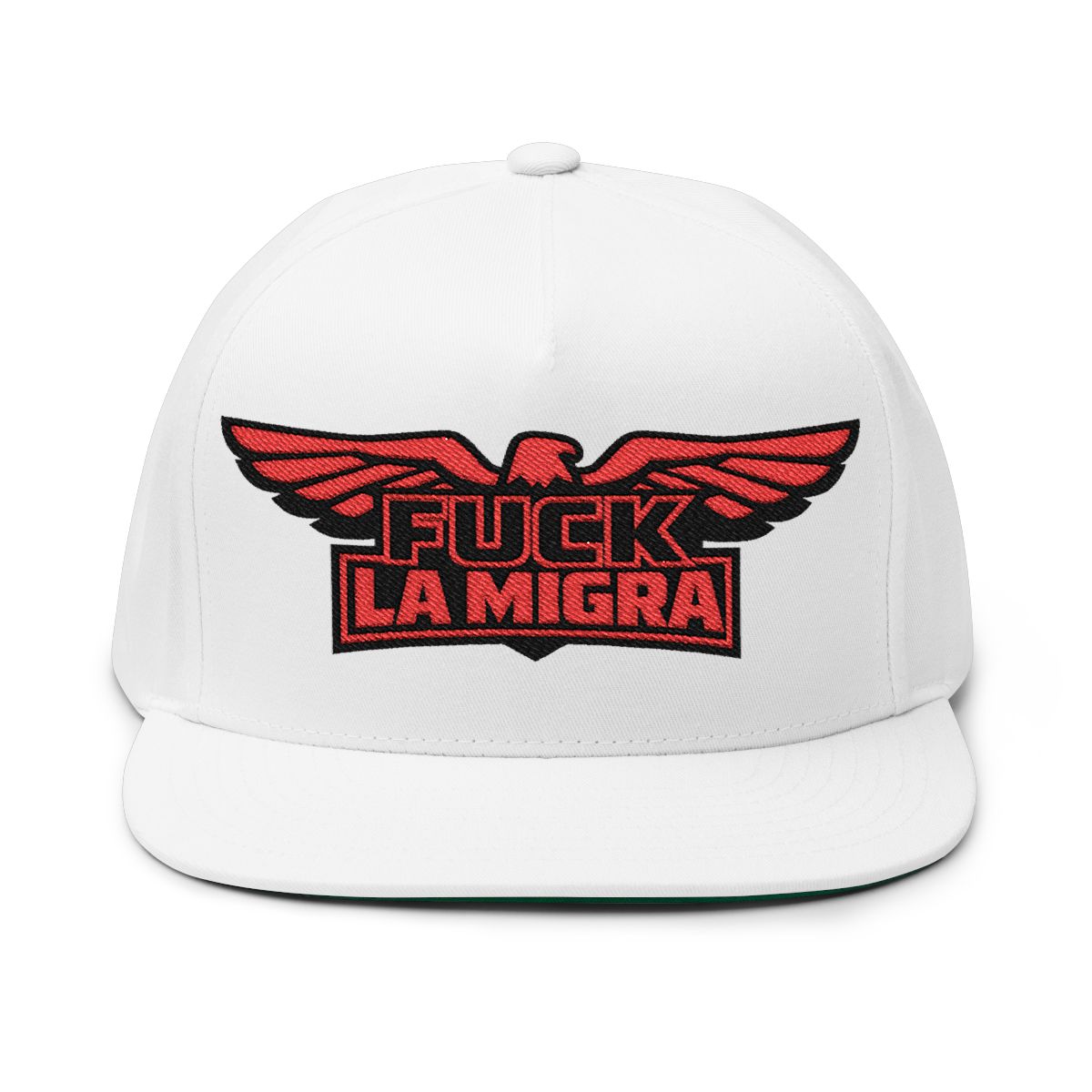 Bold Statement White Snapback Hat with Red Eagle Design