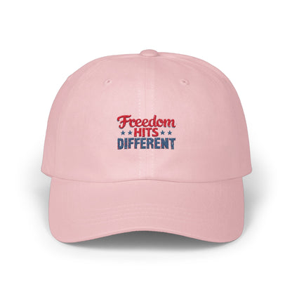 Freedom Hits Different Embroidered Cap product type