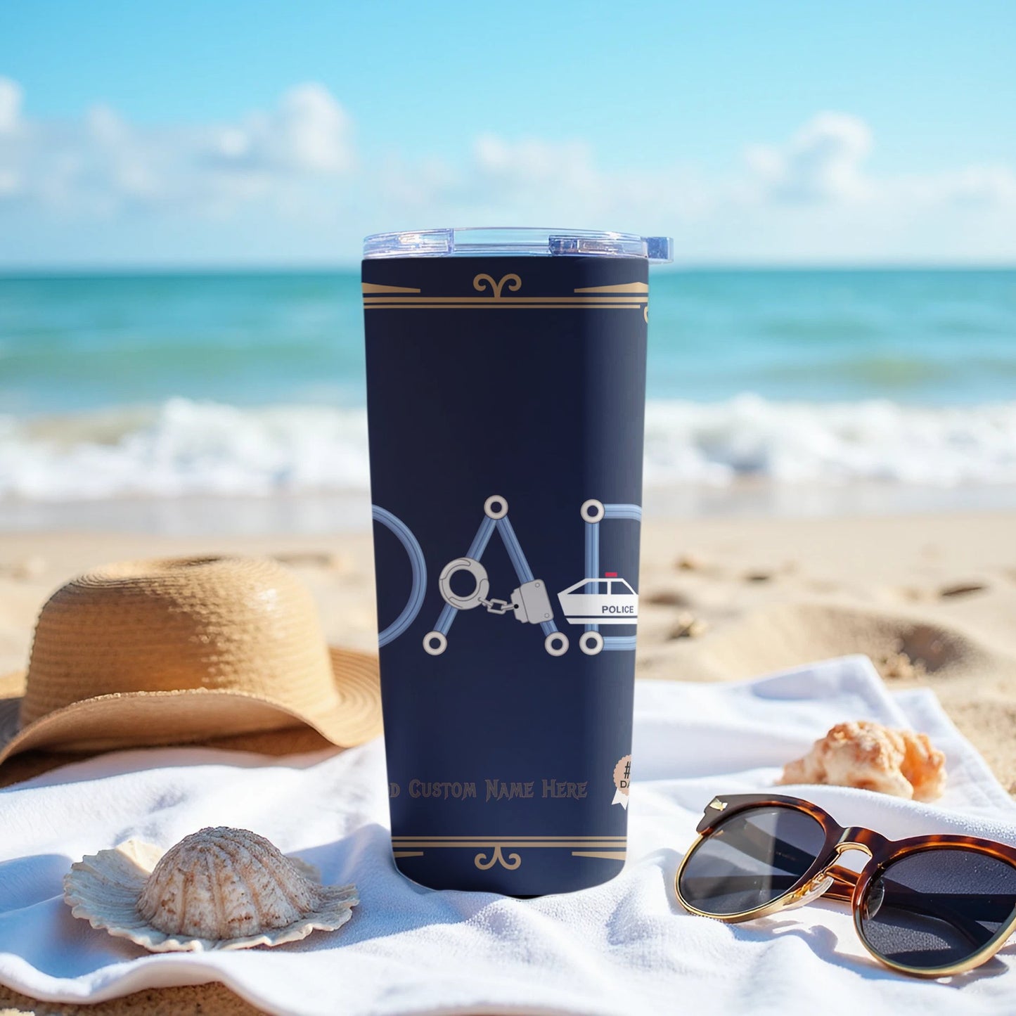 Police Themed Dad Custom Name Tumbler Product