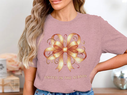 United in the Season T-shirt with Golden Ribbon Art