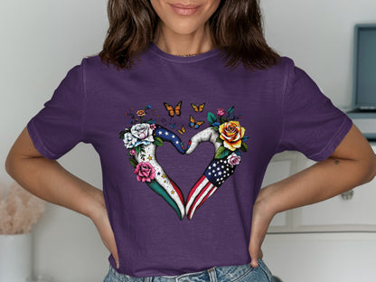 Heart Shaped Flags with Flowers Design Shirt product type