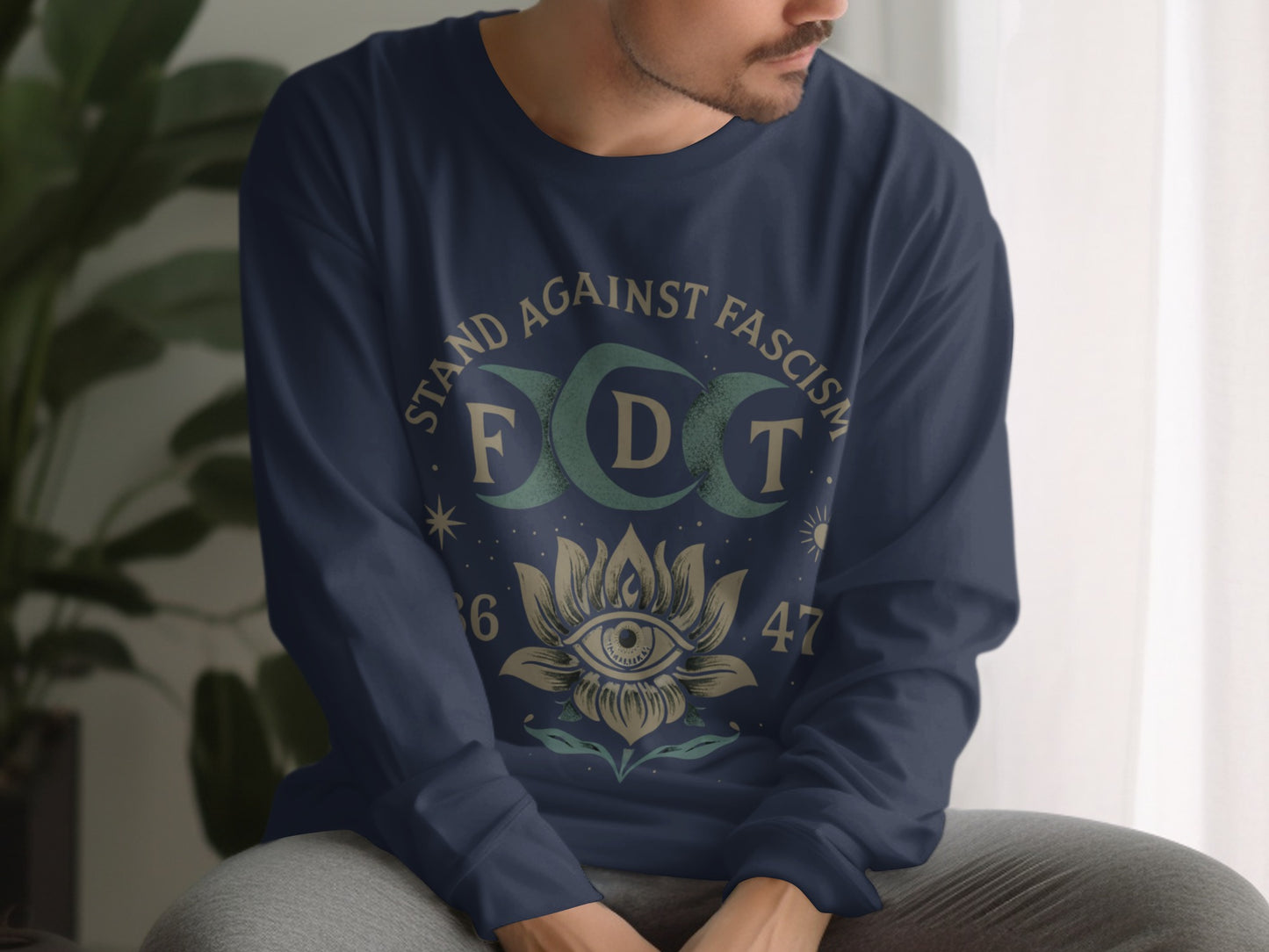 Stand Against Fascism Graphic Long Sleeve Shirt