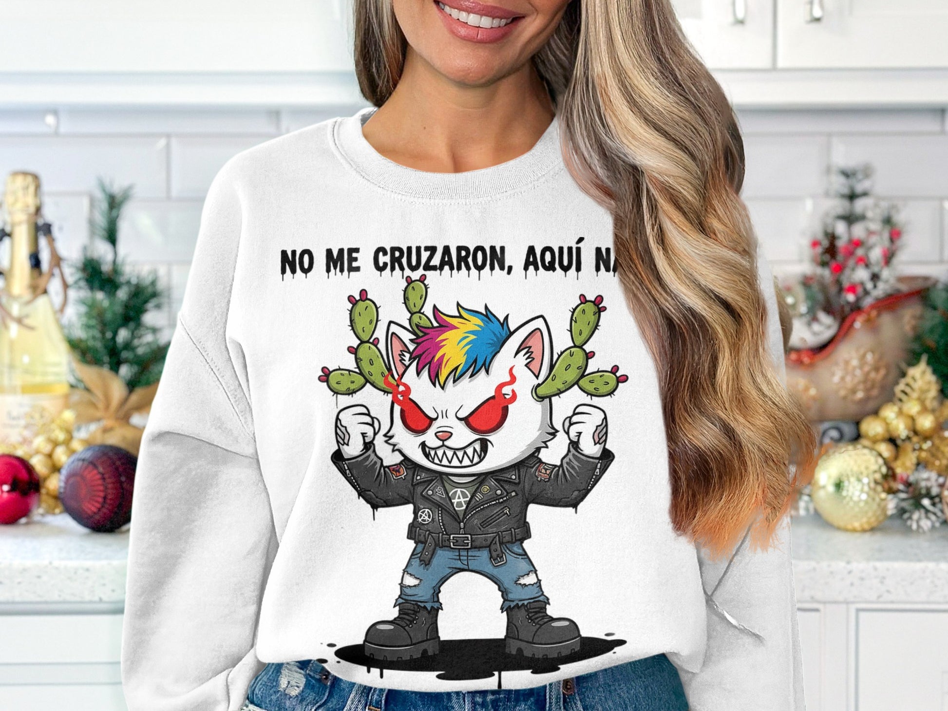 Vibrant Rebel Cat Design Statement Sweatshirt Product