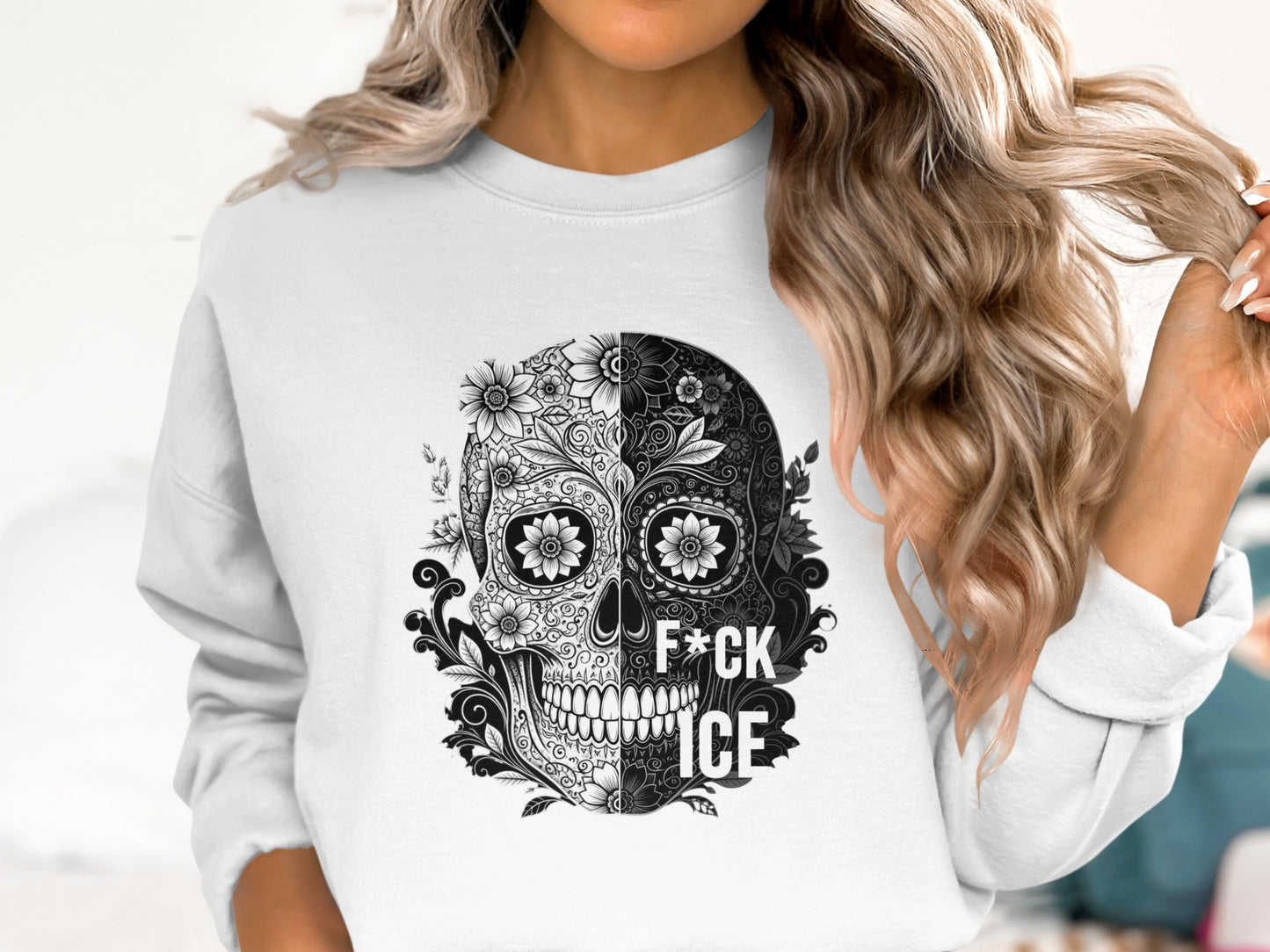 Skull and Floral Design Sweater Product Type