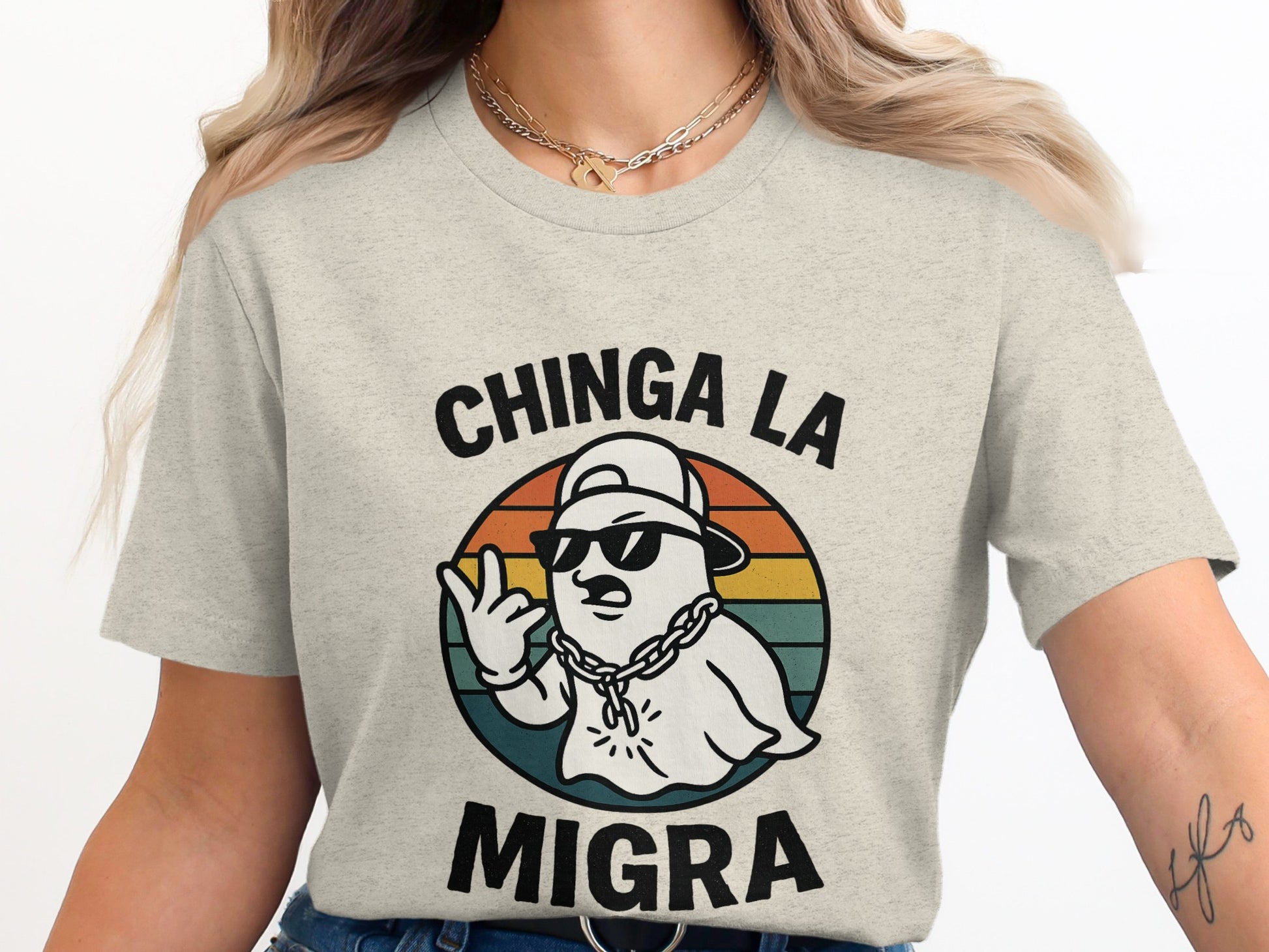 Vintage Style Chinga La Migra Statement T-shirt product