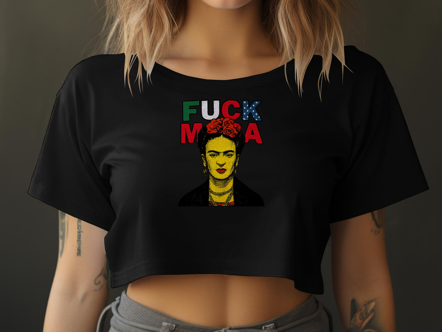Bold and Colorful Statement Design Crop Top Product