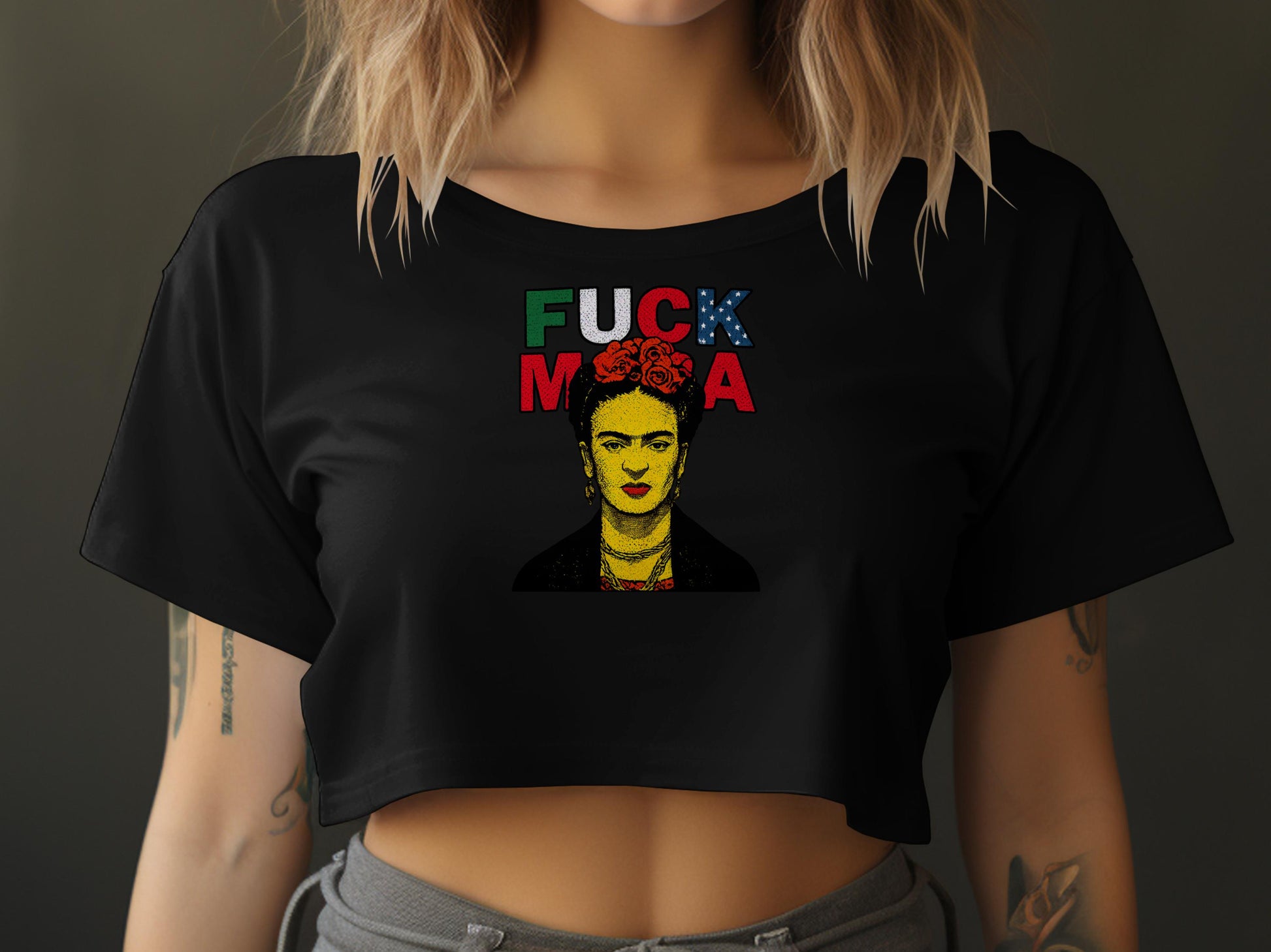 Bold and Colorful Statement Design Crop Top Product