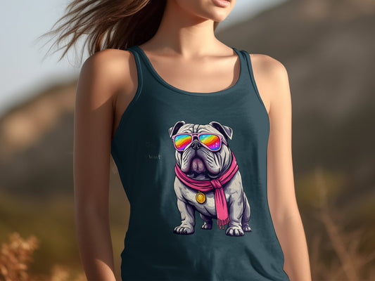 Stylish Bulldog with Sunglasses Tank Top product type
