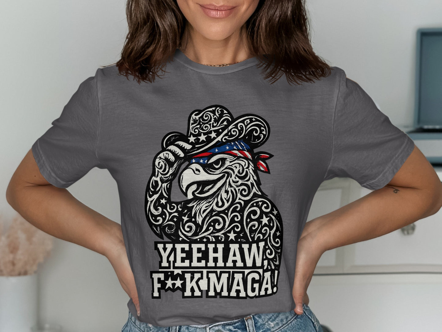 Yeehaw F**k Maga Cowboy Eagle Graphic Shirt product type
