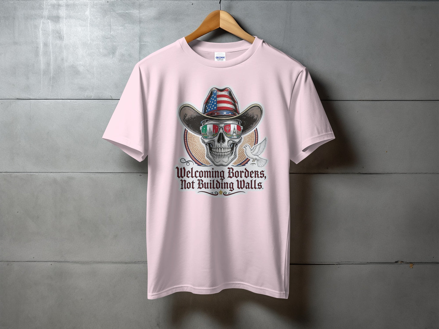 Welcoming Borders Not Building Walls Skull T-shirt product