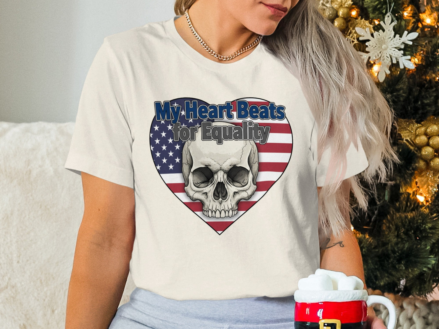 My Heart Beats for Equality American Flag T-Shirt