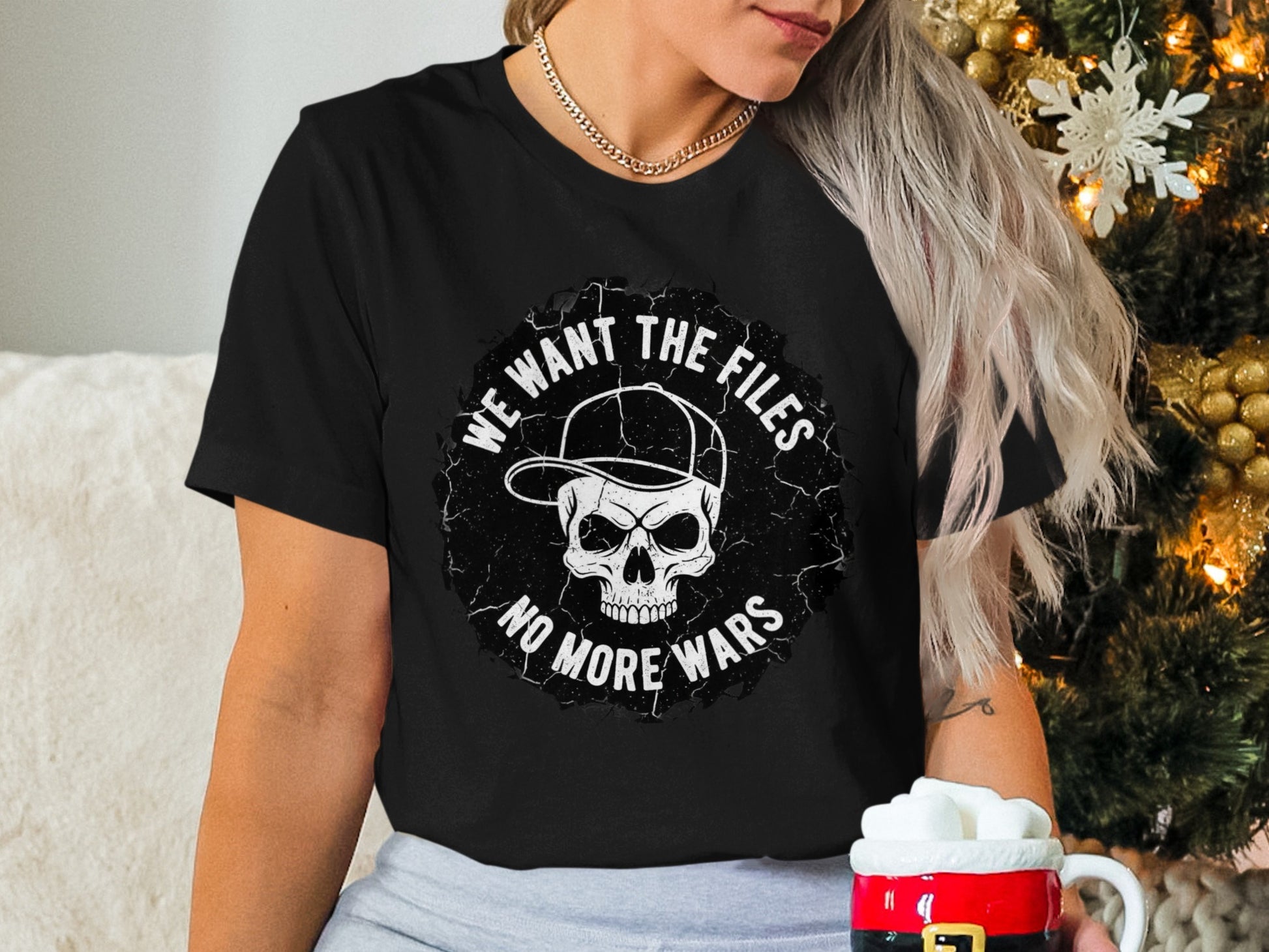 We Want The Files No More Wars Skull Graphic T-Shirt