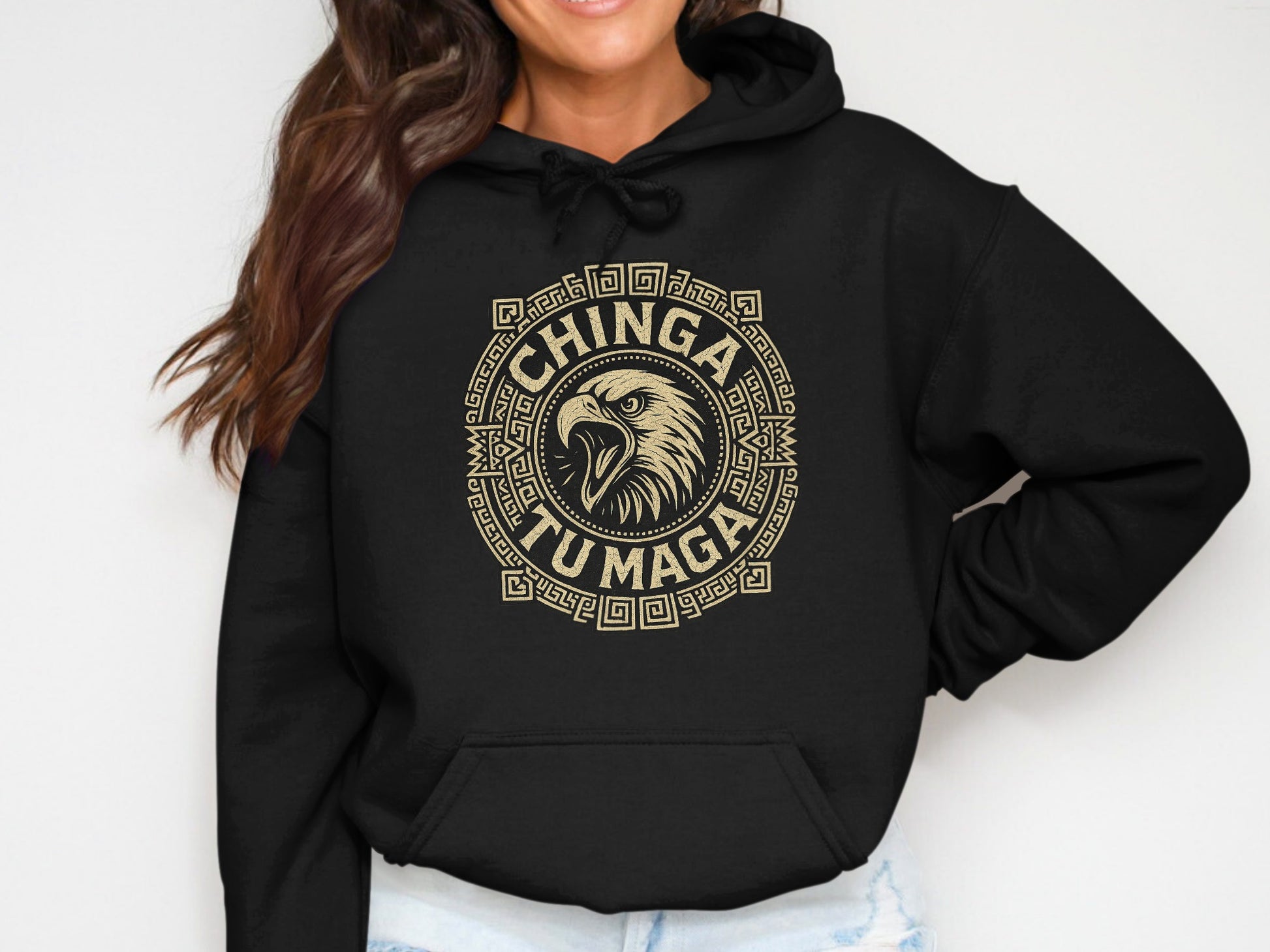 Chinga Tu Maga Graphic Hoodie with Eagle Design product type