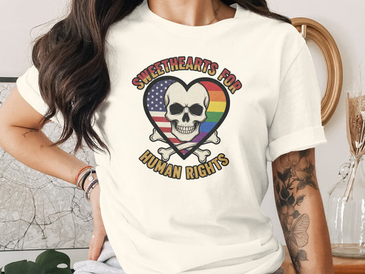 Sweethearts for Human Rights Skull Heart Graphic Tee