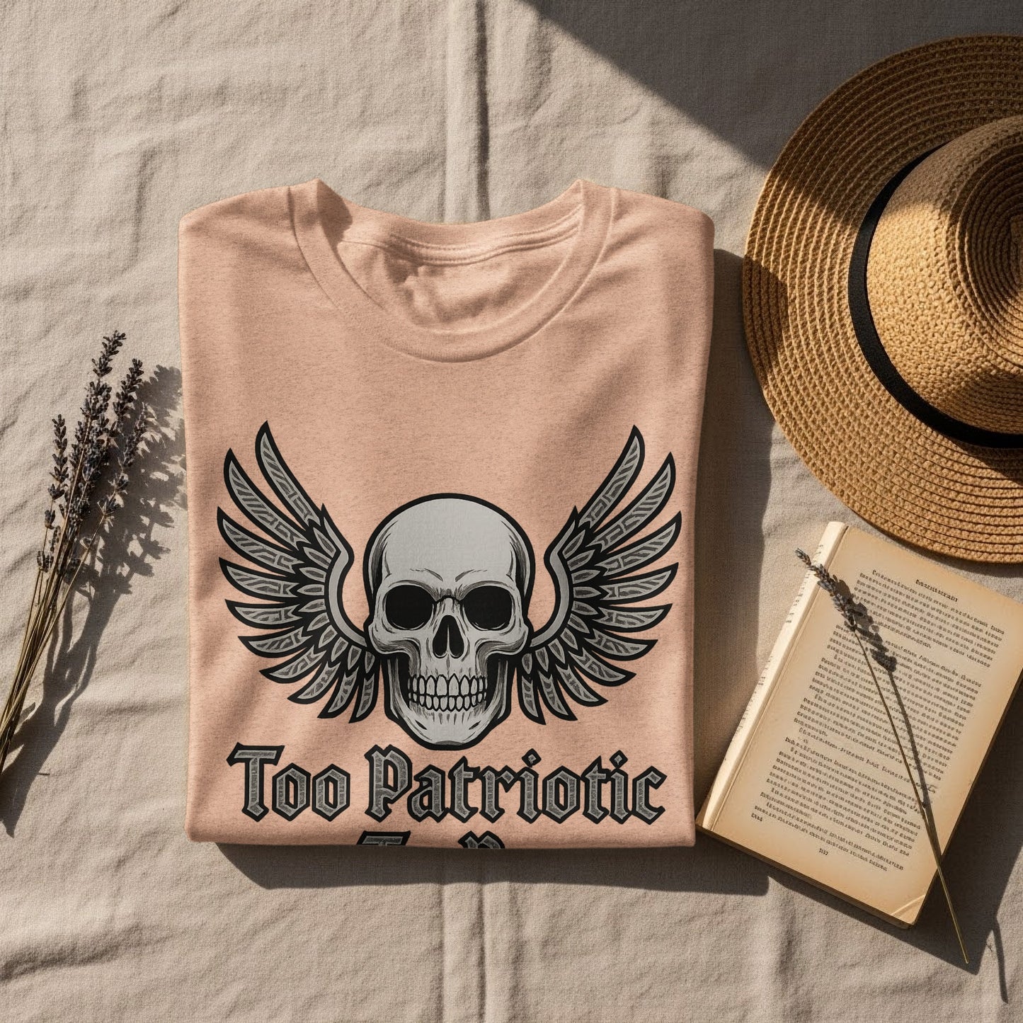 Too Patriotic Skull Wings Graphic Printed T-shirt
